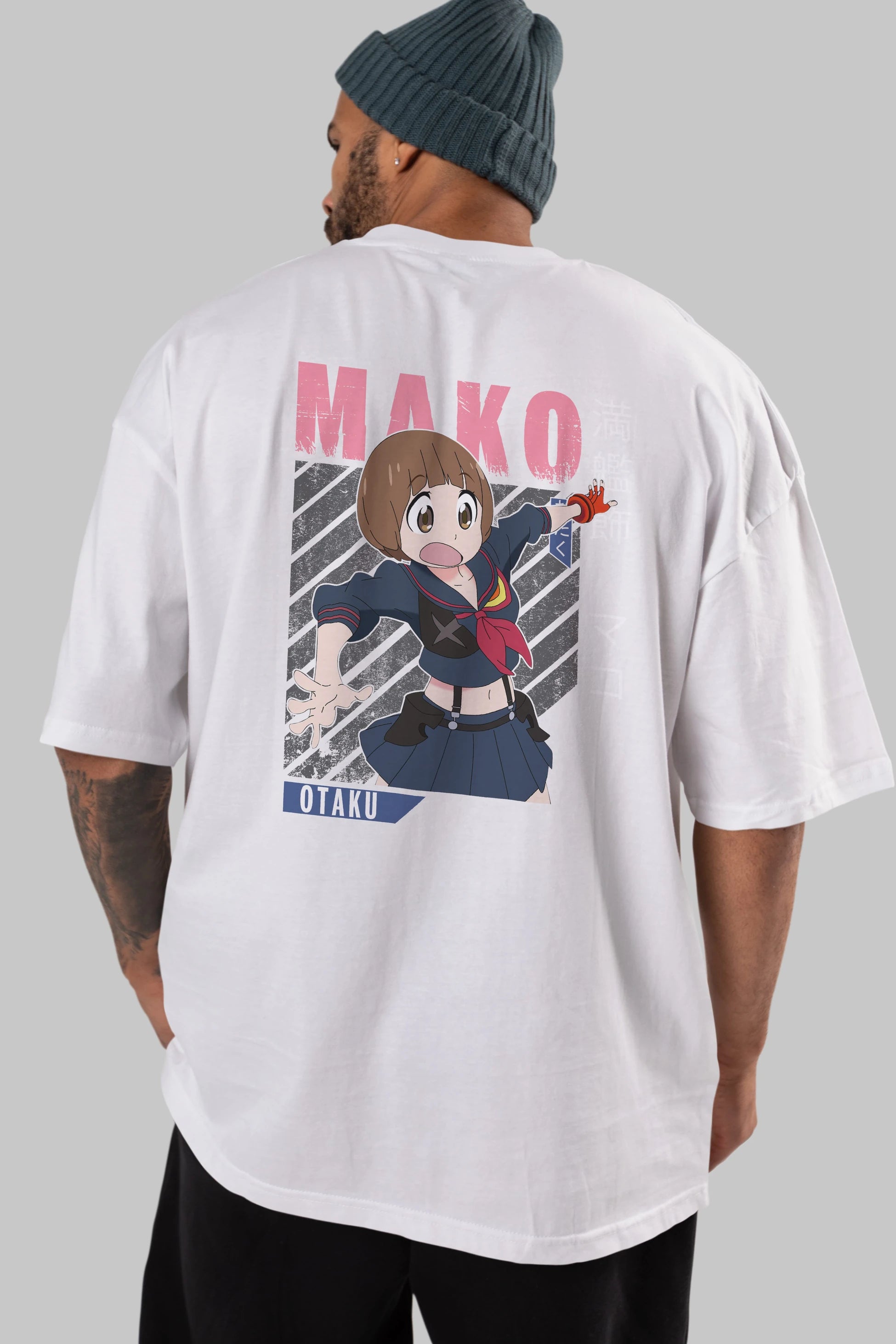 Mako Mankanshoku 2 Anime Arka Baskılı Oversize t-shirt Erkek Kadın Unisex