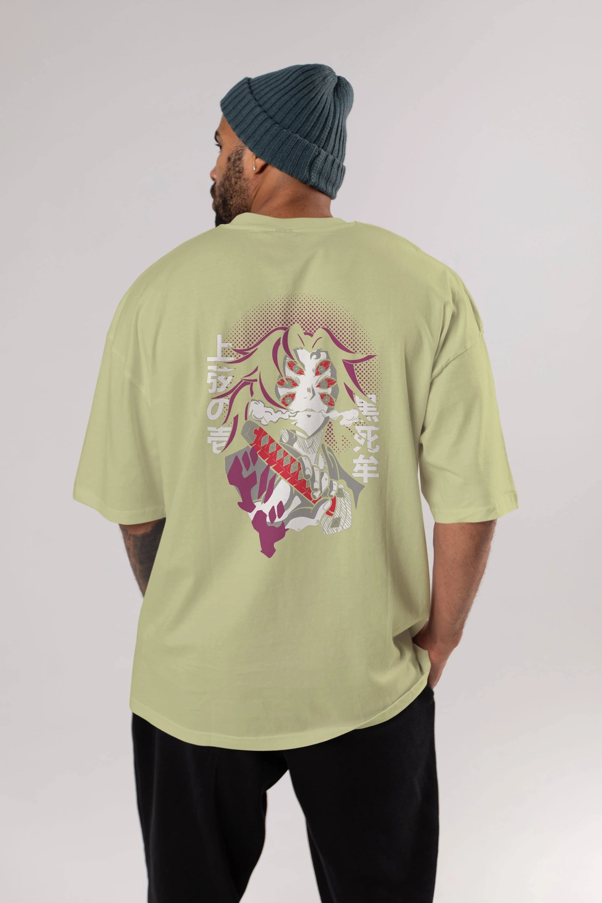 Kokushibo Anime Arka Baskılı Oversize t-shirt Erkek Kadın Unisex