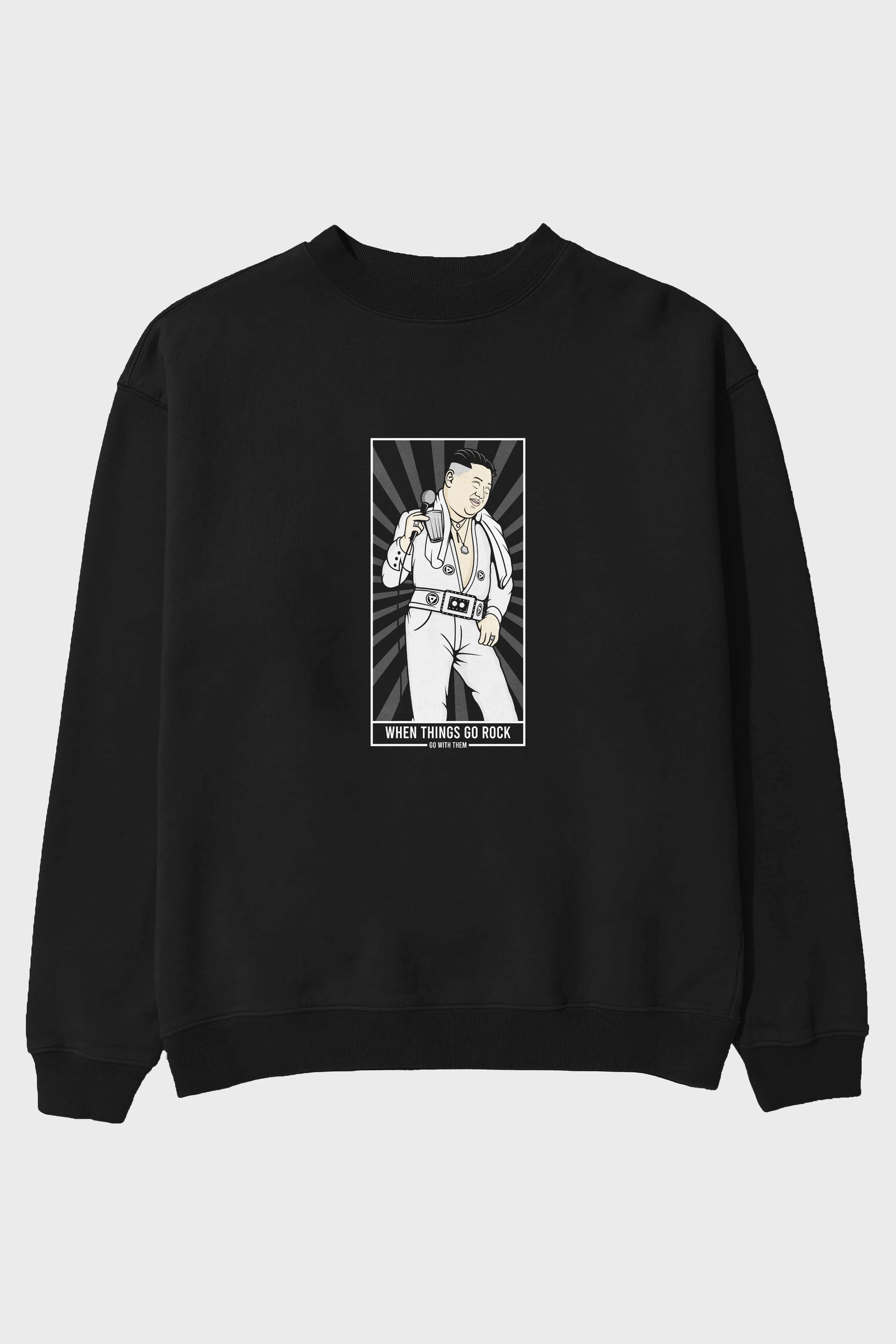Kim Elvis Ön Baskılı Oversize Sweatshirt Erkek Kadın Unisex