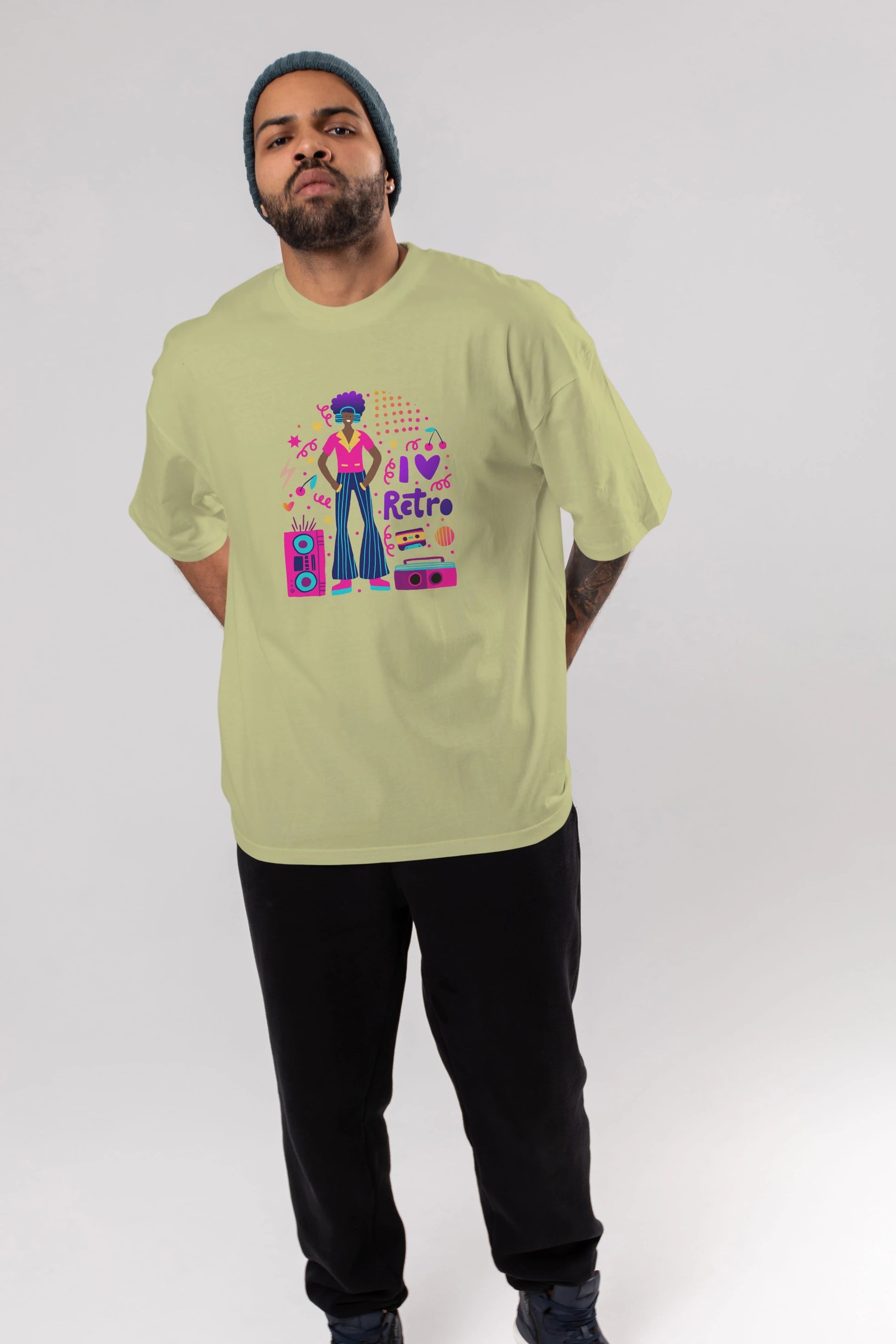 Retro Boy Party Ön Baskılı Oversize t-shirt Erkek Kadın Unisex
