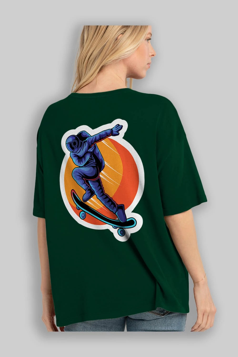 Astroskate Run Sticker Arka Baskılı Oversize t-shirt Erkek Kadın Unisex