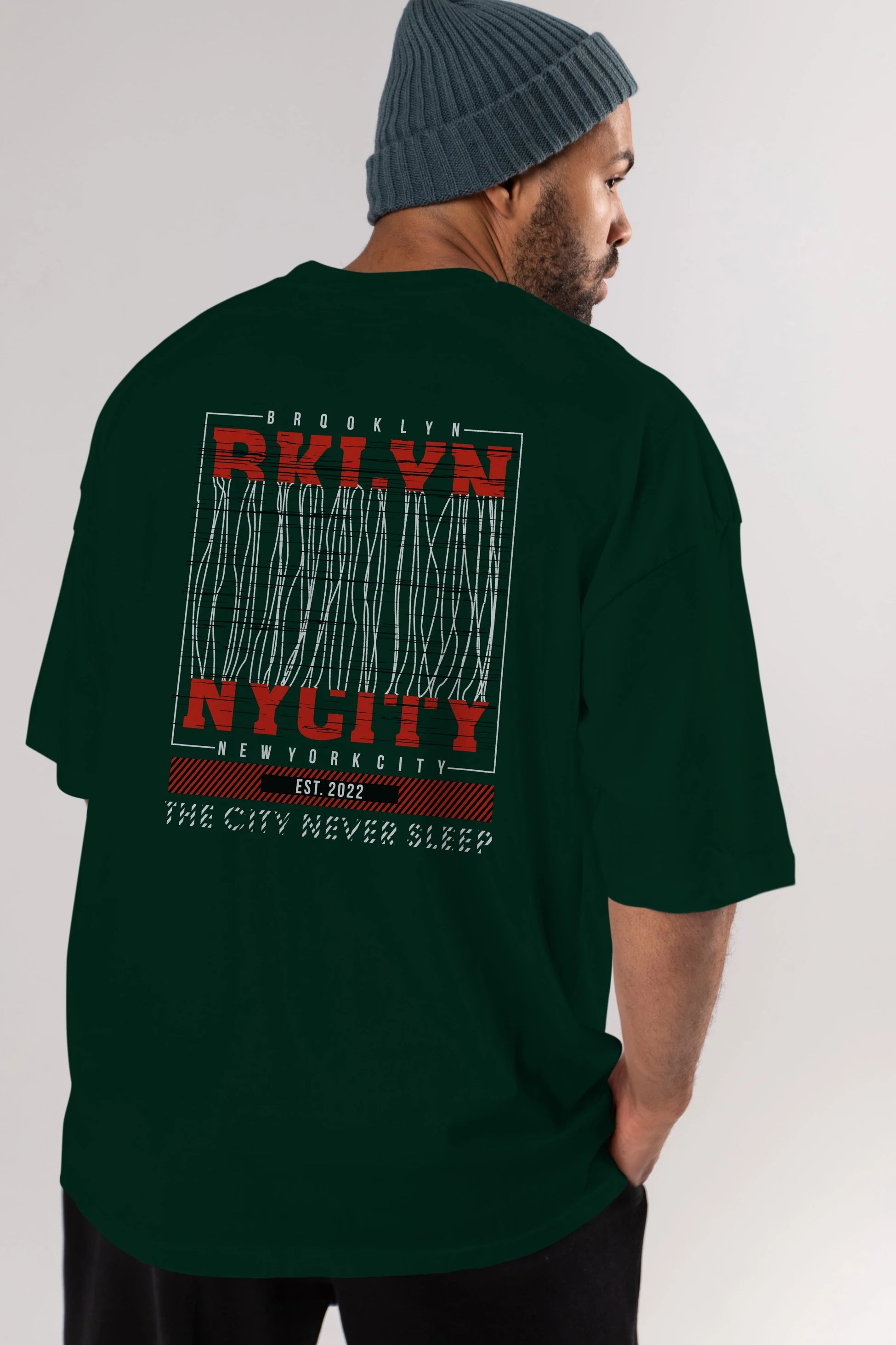 Brooklyn New York City Arka Baskılı Oversize t-shirt Erkek Kadın Unisex