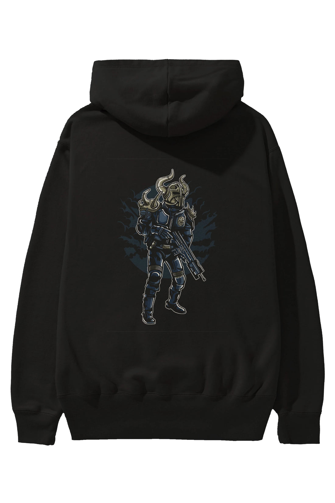 Viking Soldier Arka Baskılı Hoodie Oversize Kapüşonlu Sweatshirt Erkek Kadın Unisex