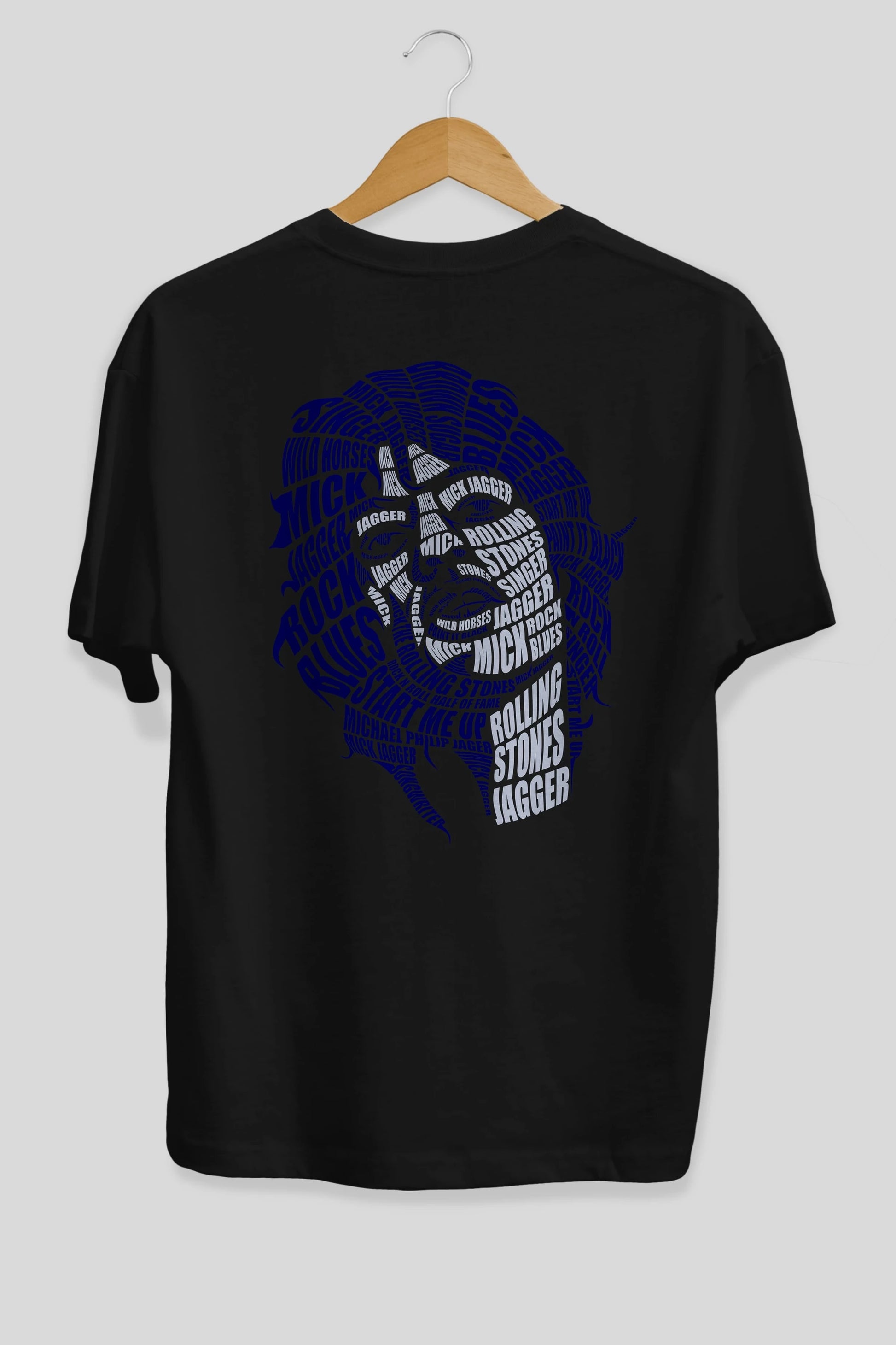 Mick Jagger Calligram Arka Baskılı Oversize t-shirt %100 pamuk Erkek Kadın Unisex