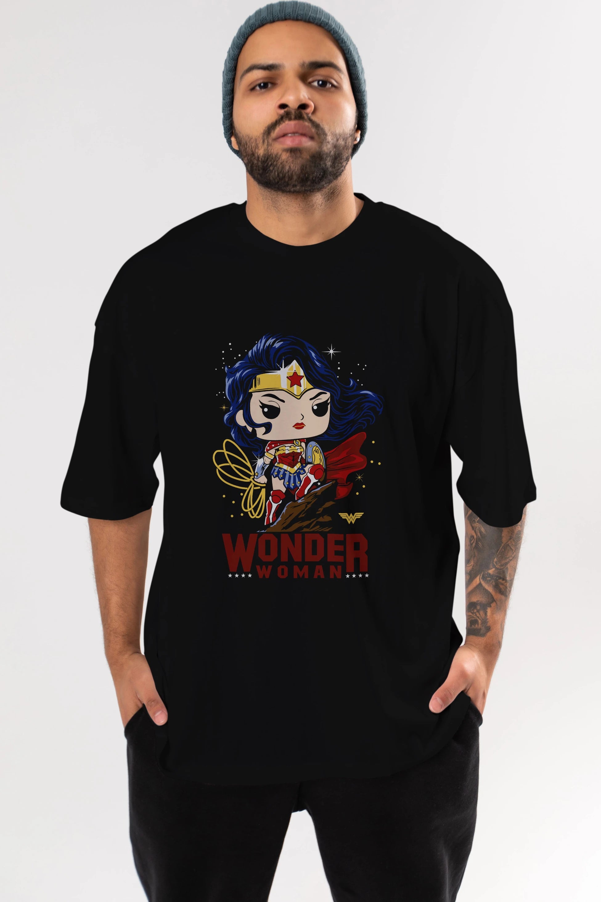 Wonder Woman (2) Ön Baskılı Oversize t-shirt Erkek Kadın Unisex %100 Pamuk Bisiklet Yaka tişort
