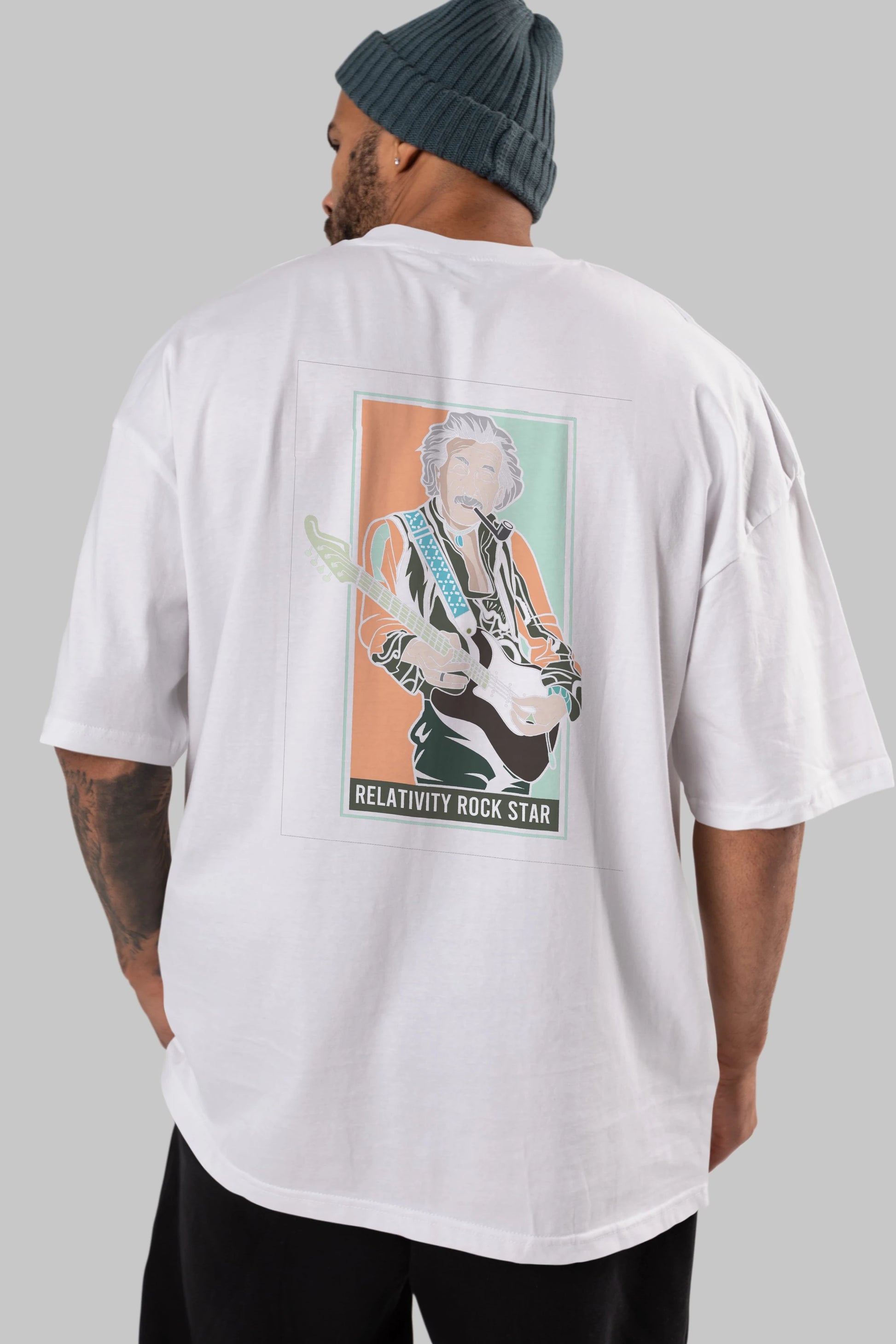 Jimmy Einstein Arka Baskılı Oversize t-shirt Erkek Kadın Unisex %100 Pamuk tişort