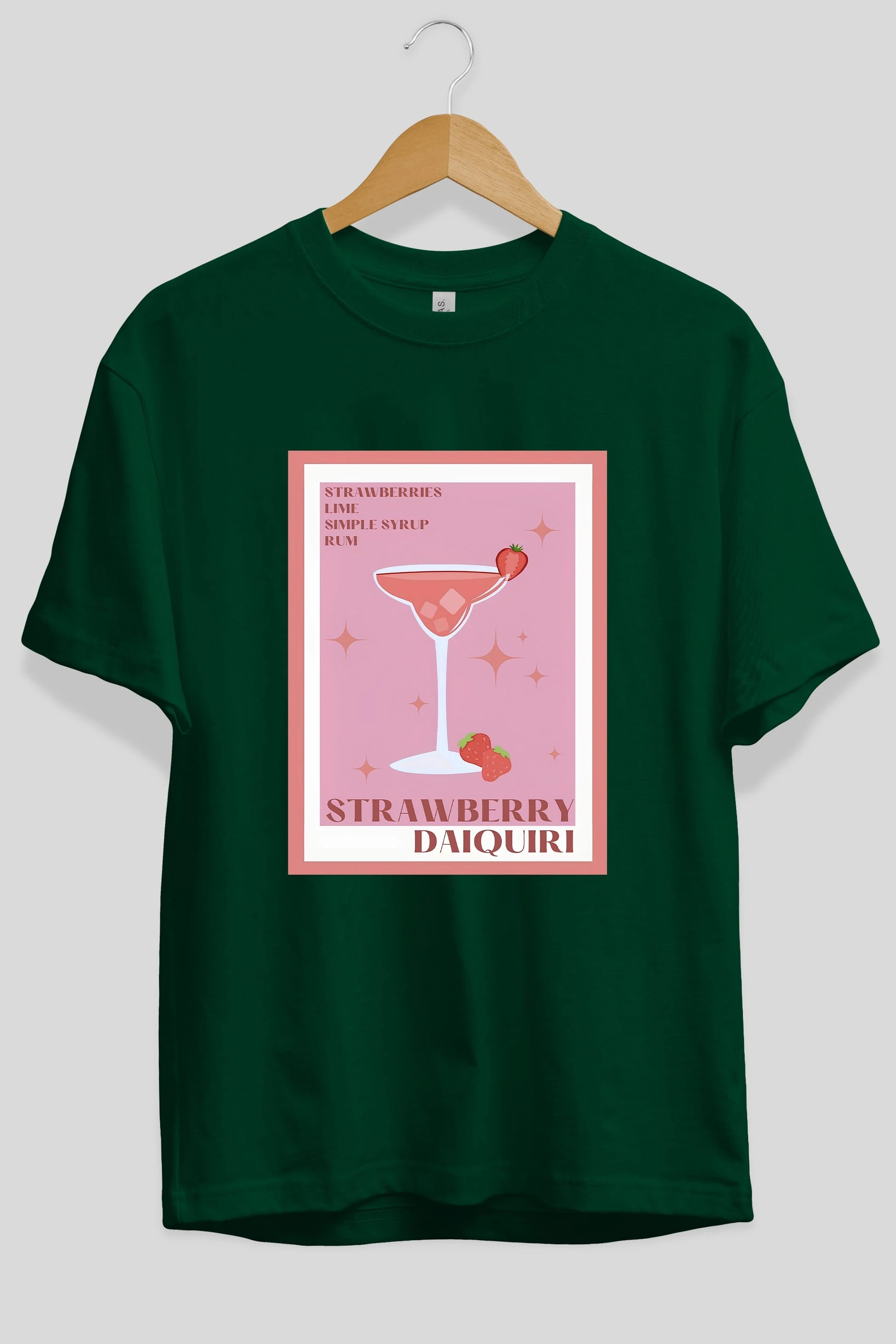 Strawberry Daiquiri Ön Baskılı Oversize t-shirt Erkek Kadın Unisex %100 Pamuk Bisiklet Yaka tişort