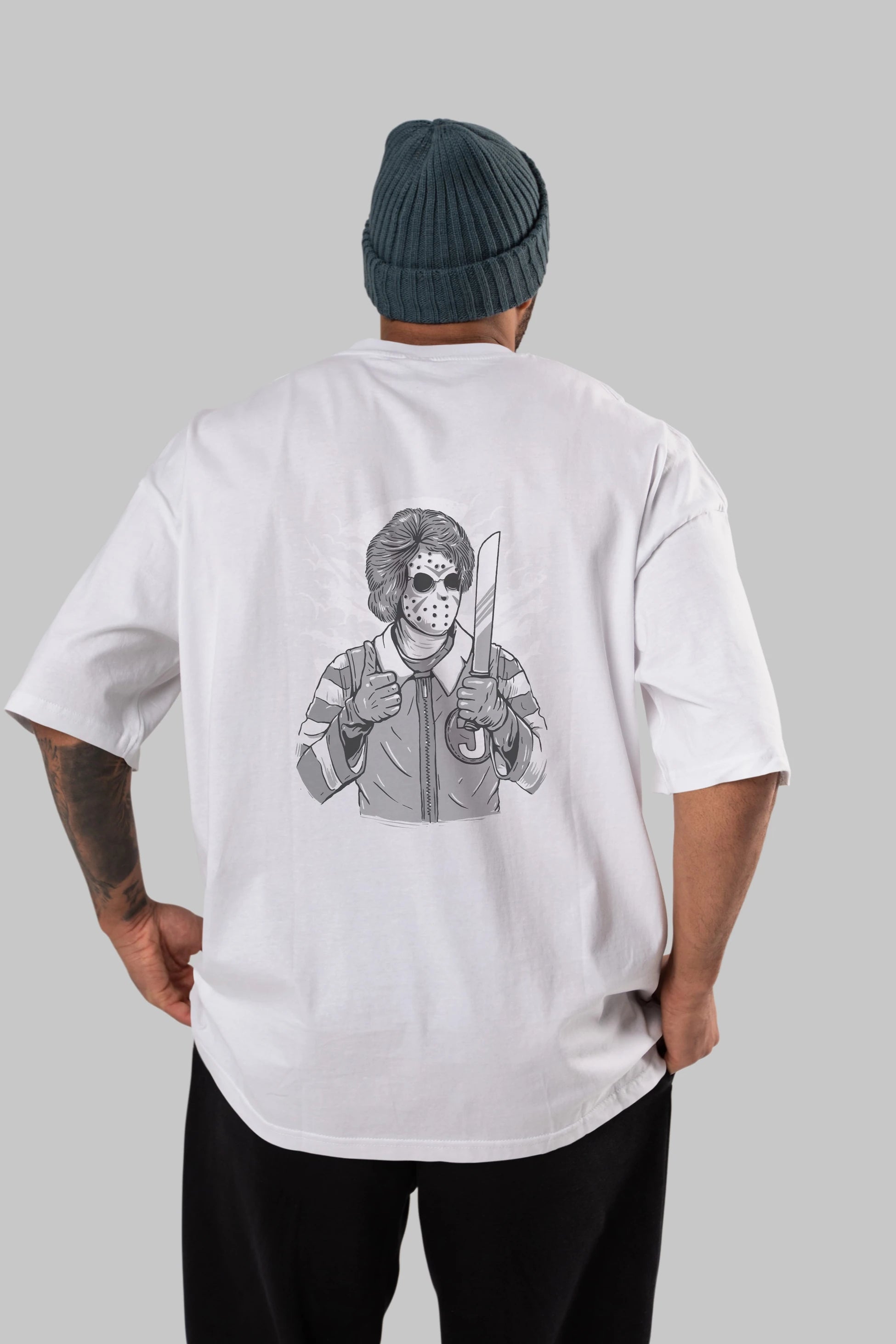 Clown Killer Arka Baskılı Oversize t-shirt Erkek Kadın Unisex %100 Pamuk