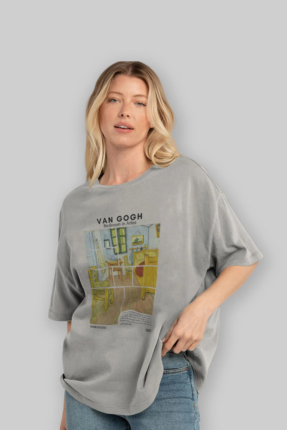 Van Gogh ön Baskılı Oversize t-shirt Erkek Kadın Bisiklet Yaka Pamuk tişort