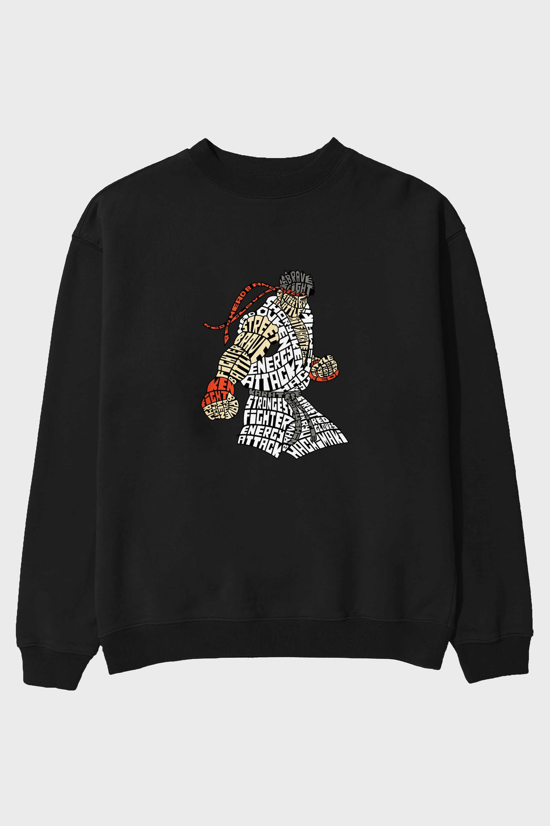 Hadouken Ön Baskılı Oversize Sweatshirt Erkek Kadın Unisex
