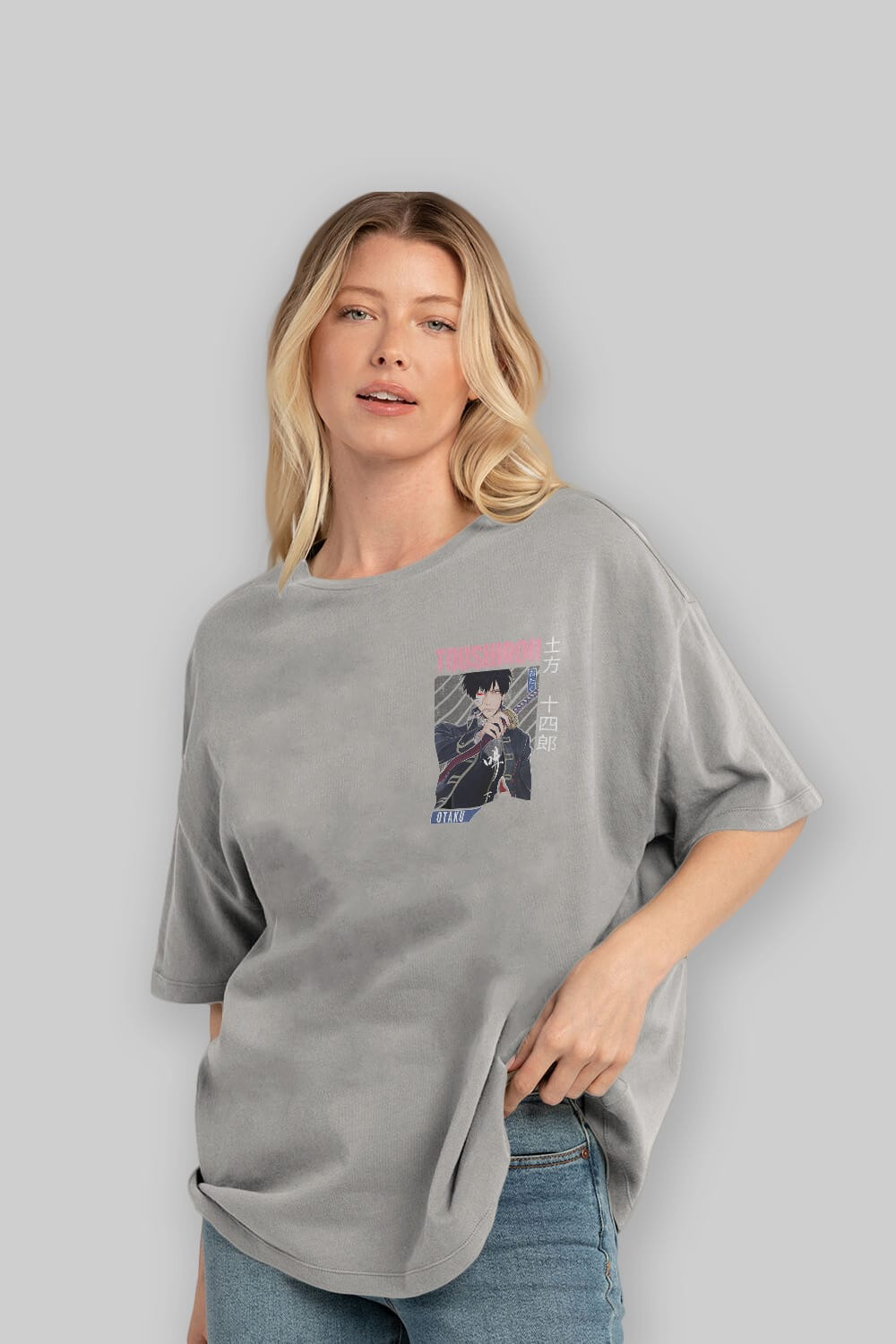 Toushirou Hijikata 1 Ön Sol Baskılı Oversize t-shirt Erkek Kadın Unisex %100 Pamuk Bisiklet Yaka tişort
