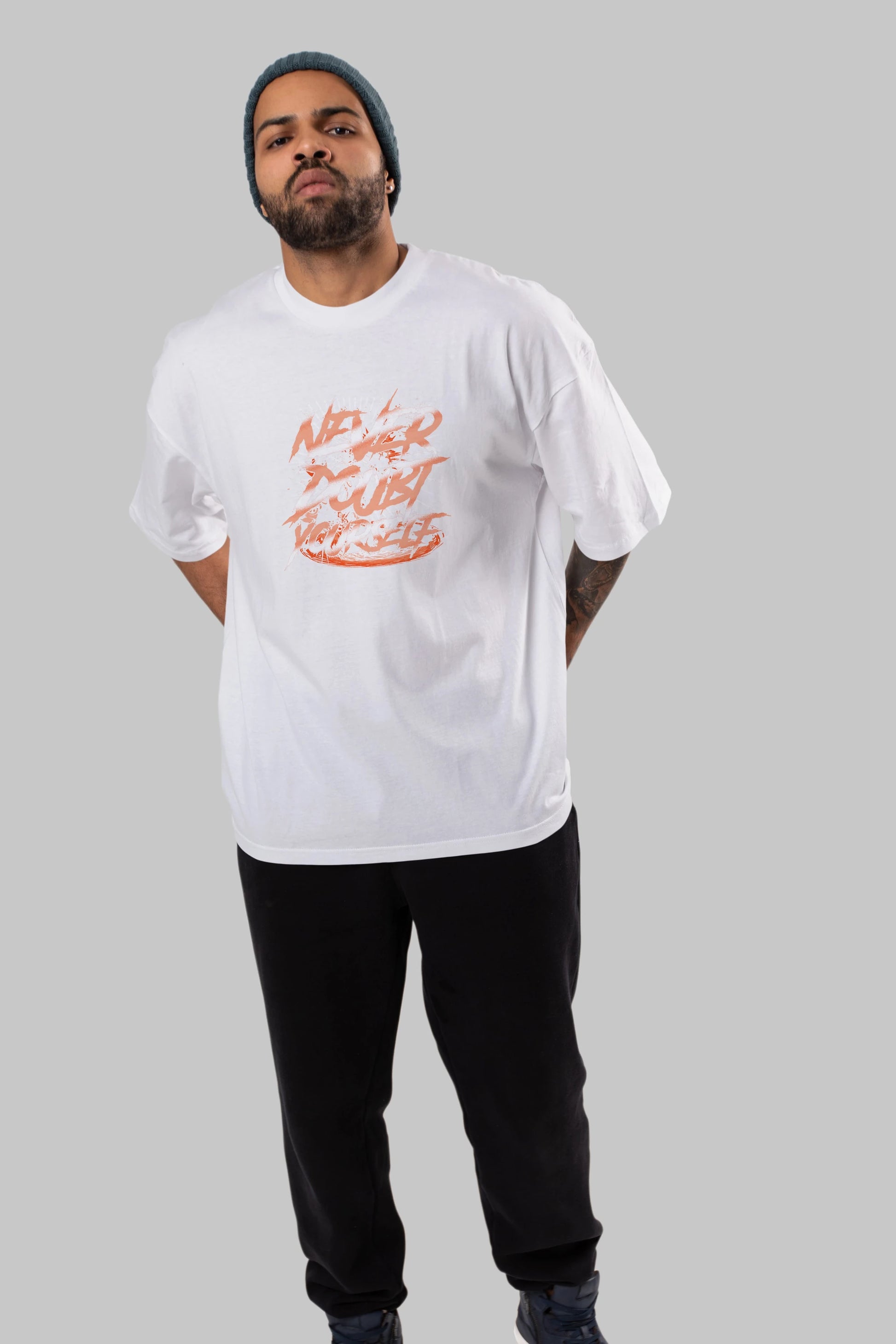 Never Doubt Yourself Ön Baskılı Oversize t-shirt Erkek Kadın Unisex