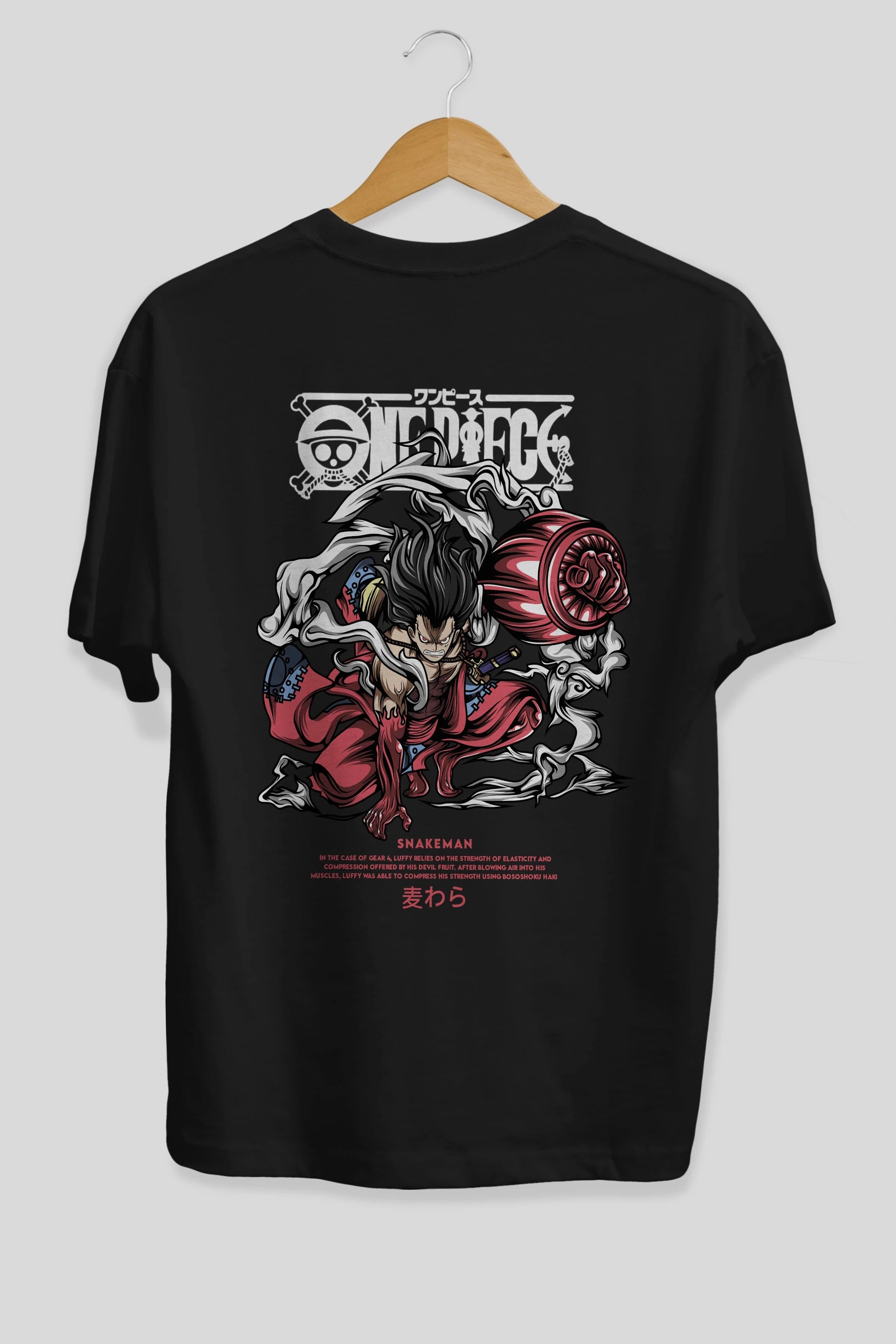 One Piece Snakeman Anime Arka Baskılı Oversize t-shirt Erkek Kadın Unisex