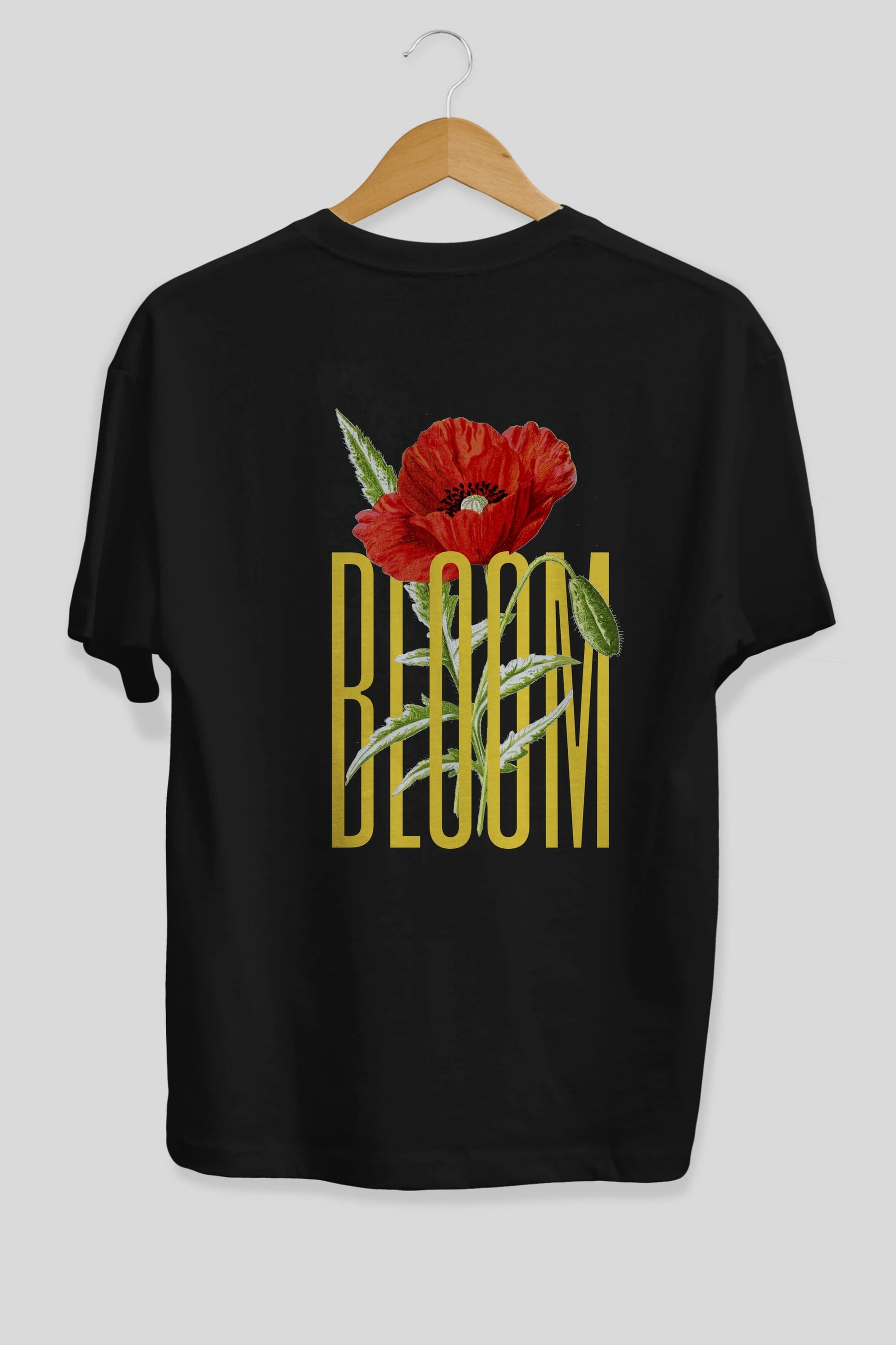 Bloom Flower Arka Baskılı Oversize t-shirt Erkek Kadın Unisex
