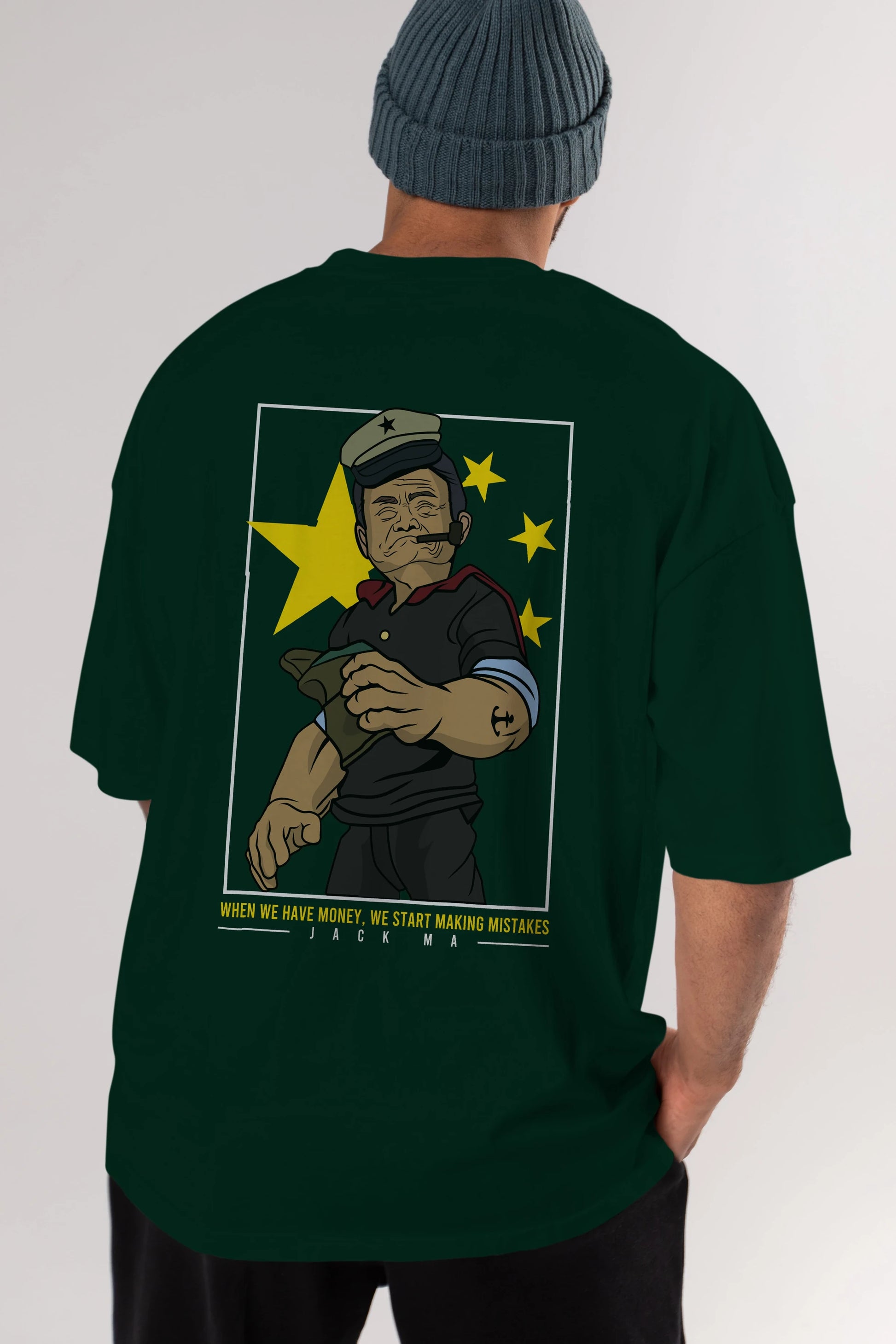 Popeye Jack Ma Arka Baskılı Oversize t-shirt Erkek Kadın Unisex %100 Pamuk tişort