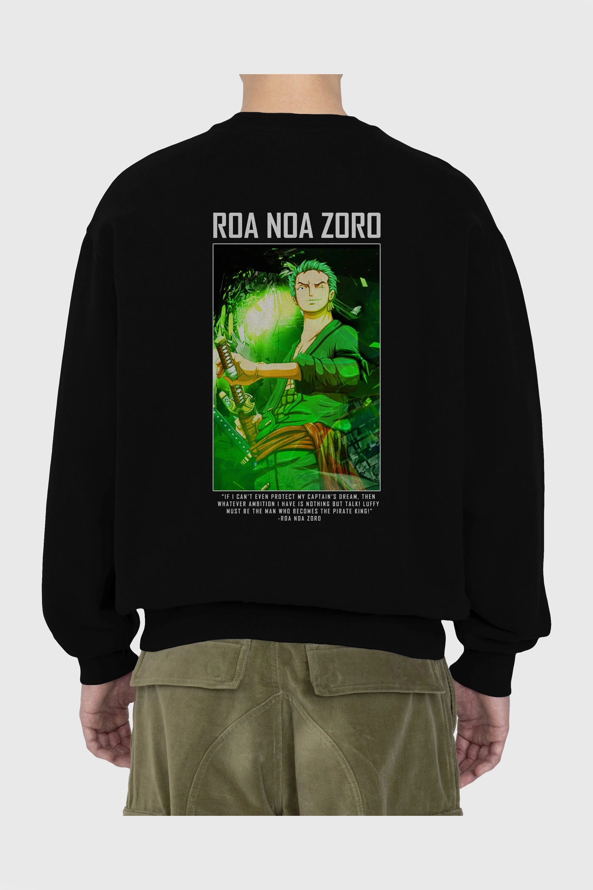 Roronoa Zoro 5 Arka Baskılı Anime Oversize Sweatshirt Erkek Kadın Unisex