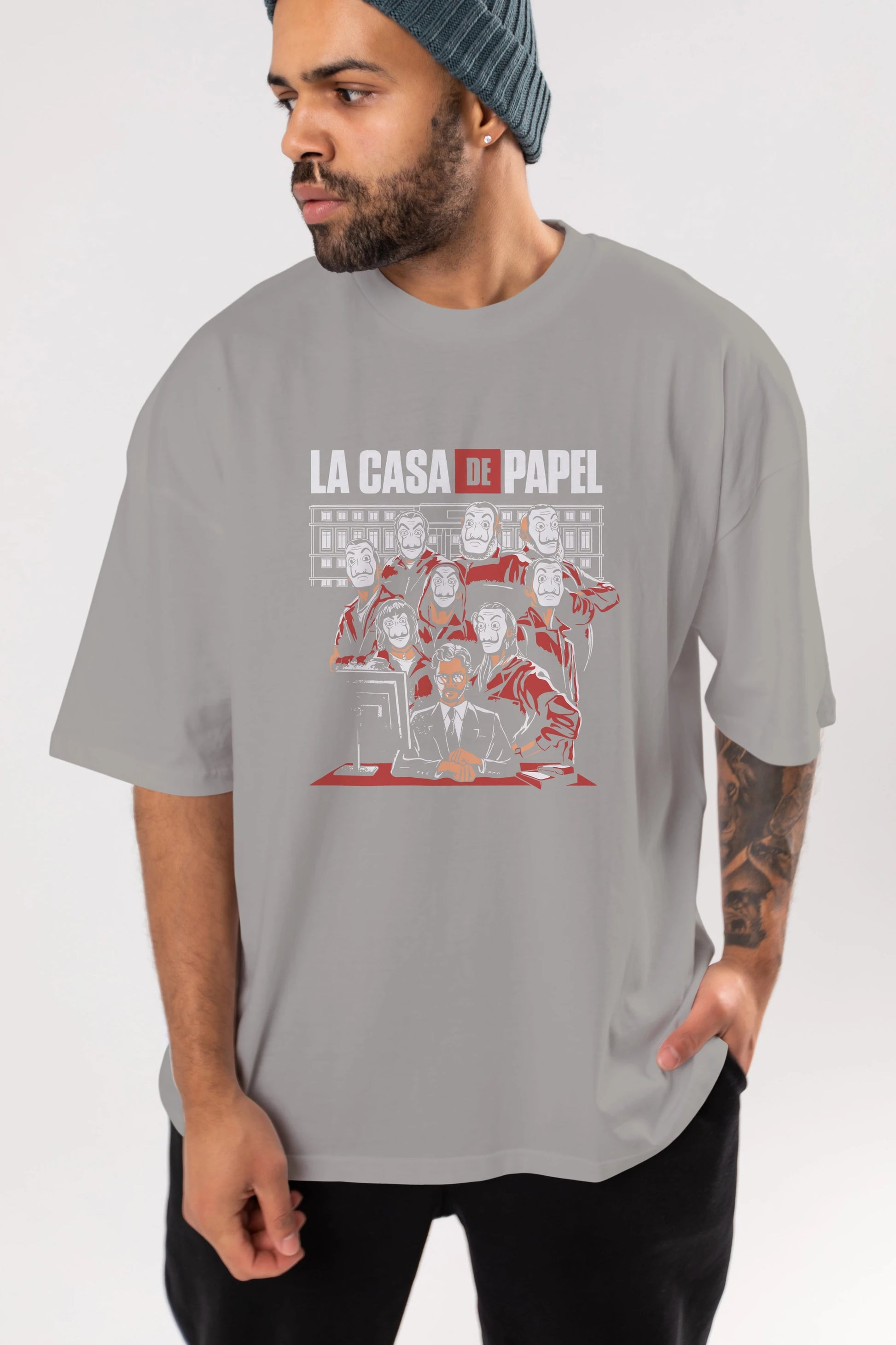 La Casa De Papel (5) Ön Baskılı Oversize t-shirt Erkek Kadın Unisex %100 Pamuk Bisiklet Yaka tişort