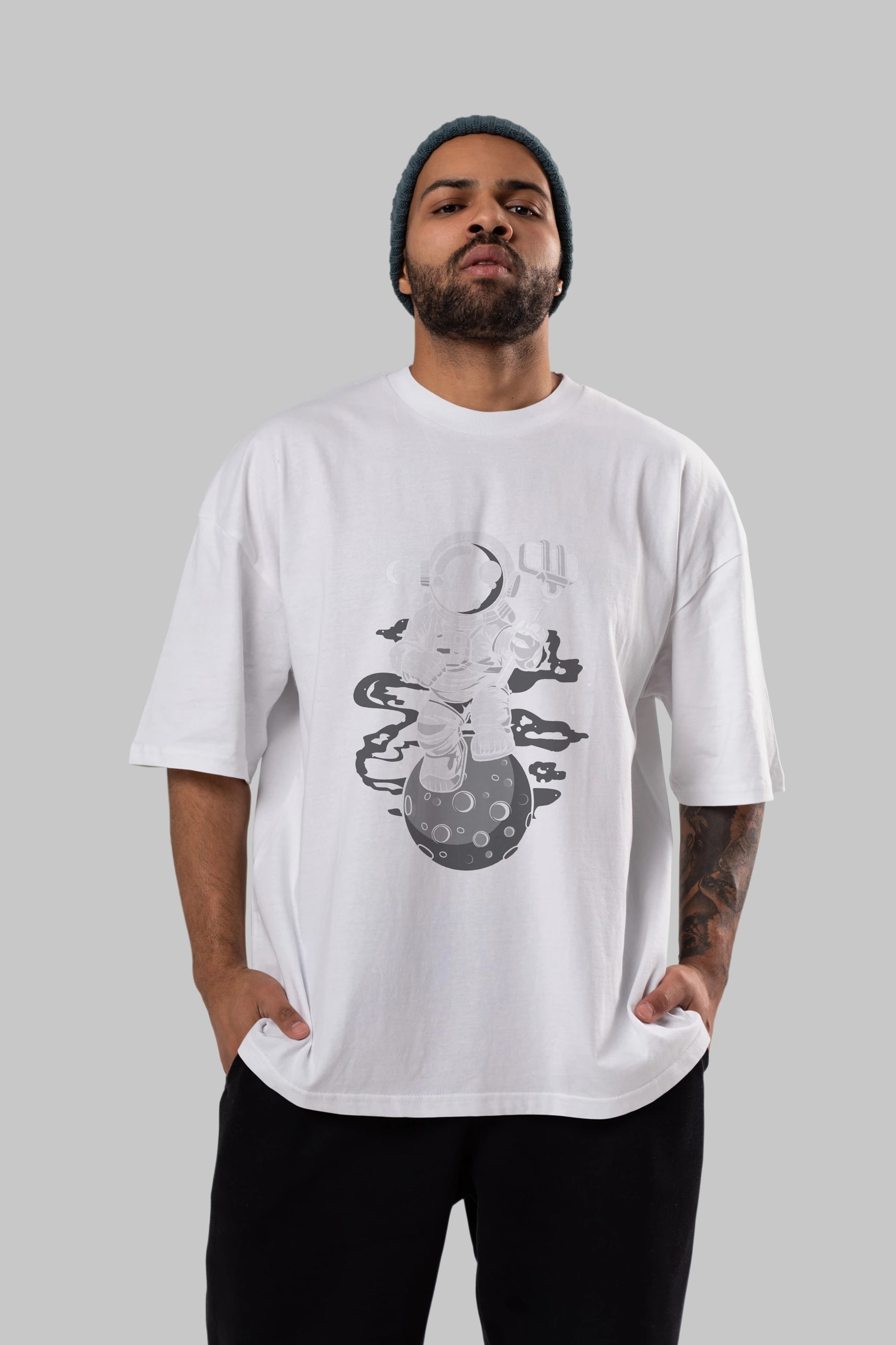 Astronaut Selfie Ön Baskılı Oversize t-shirt Erkek Kadın Unisex