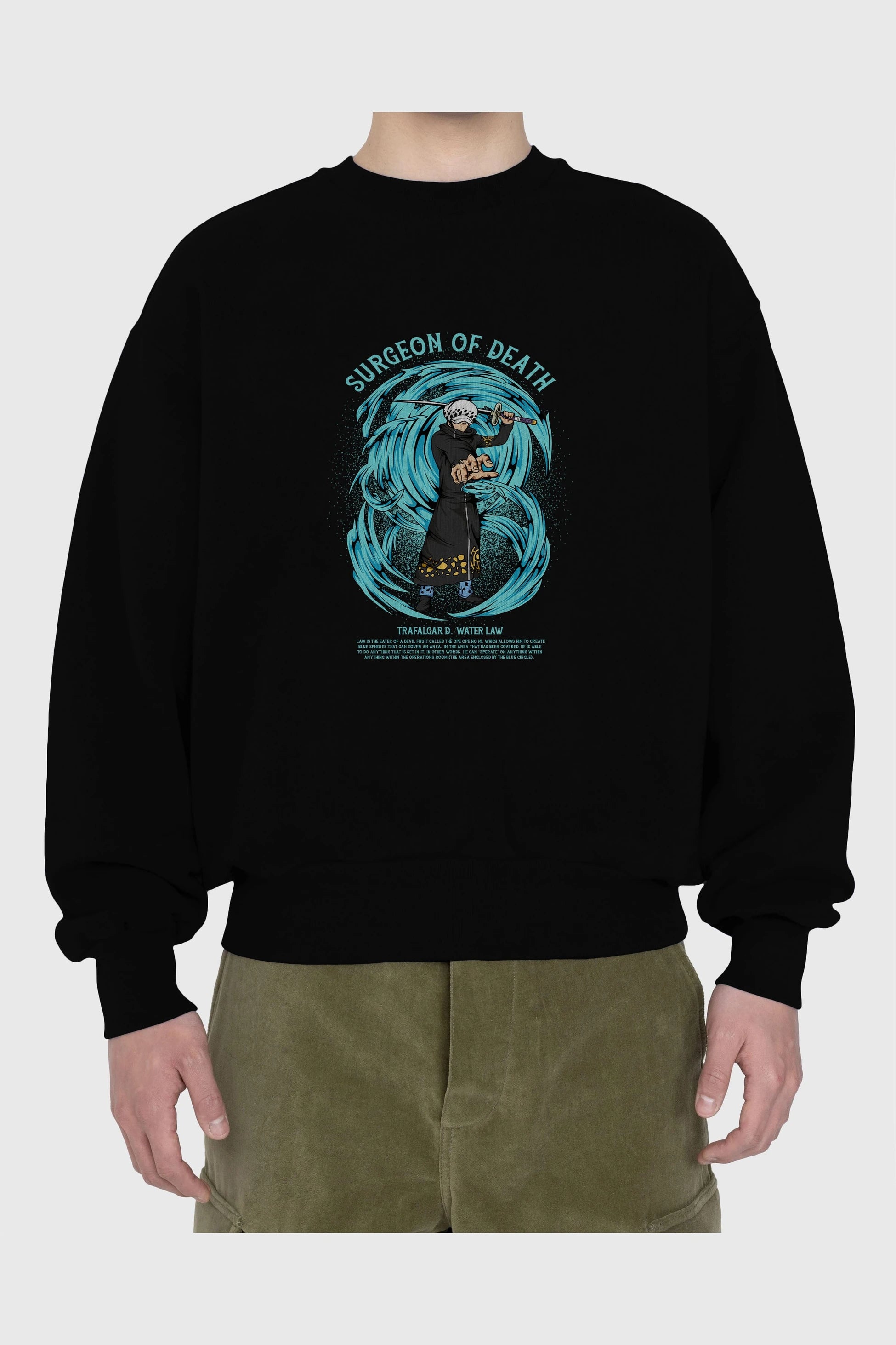 Trafalgad D. Water Law Anime Ön Baskılı Oversize Sweatshirt Erkek Kadın Unisex