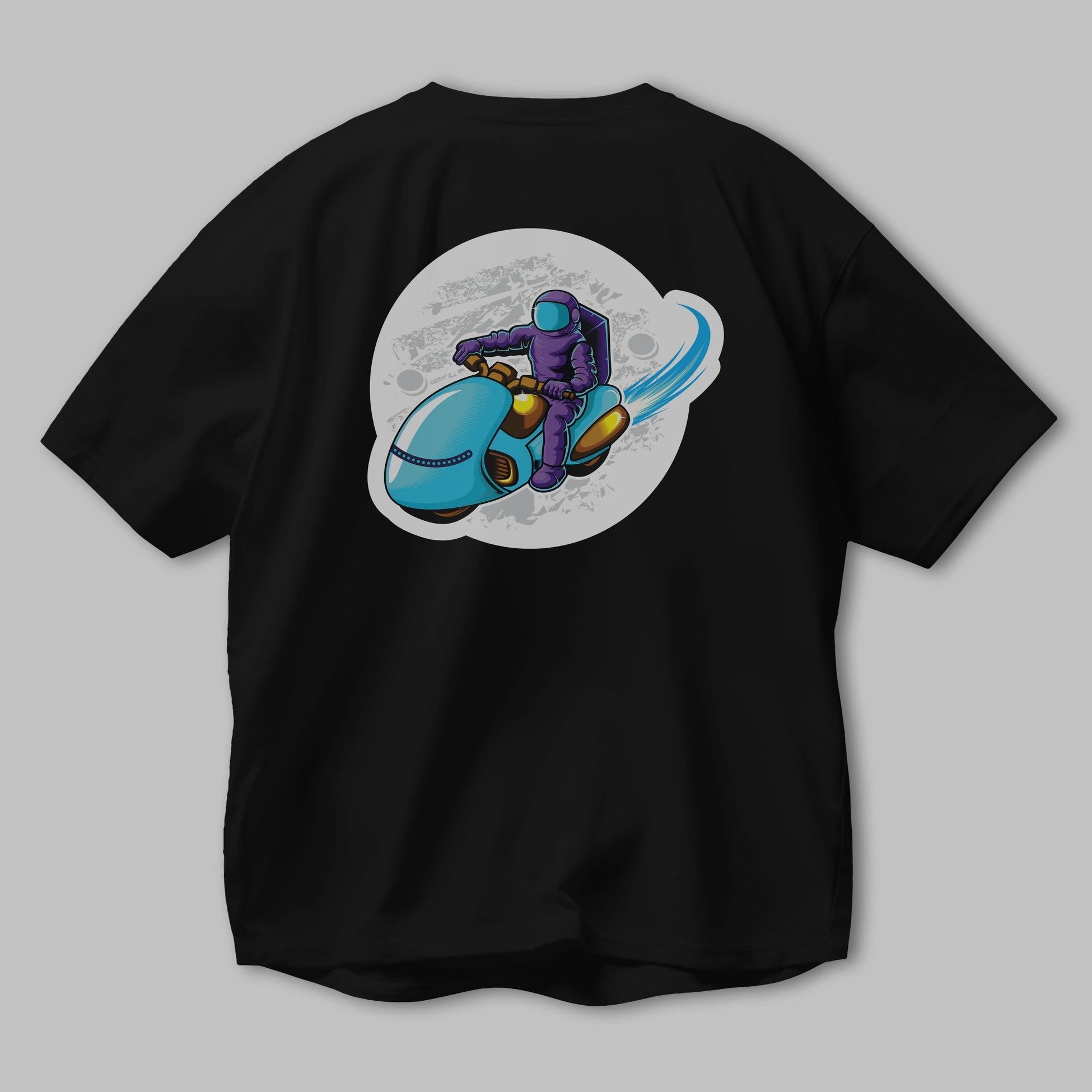 Astrorider in Space Sticker Arka Baskılı Oversize t-shirt Erkek Kadın Unisex