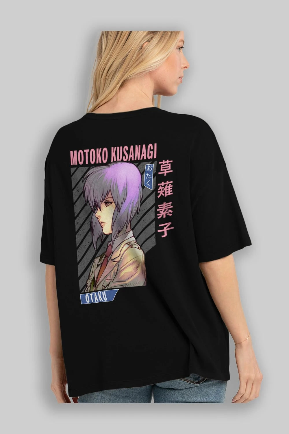 Motoko Kusanagi 4 Anime Arka Baskılı Oversize t-shirt Erkek Kadın Unisex