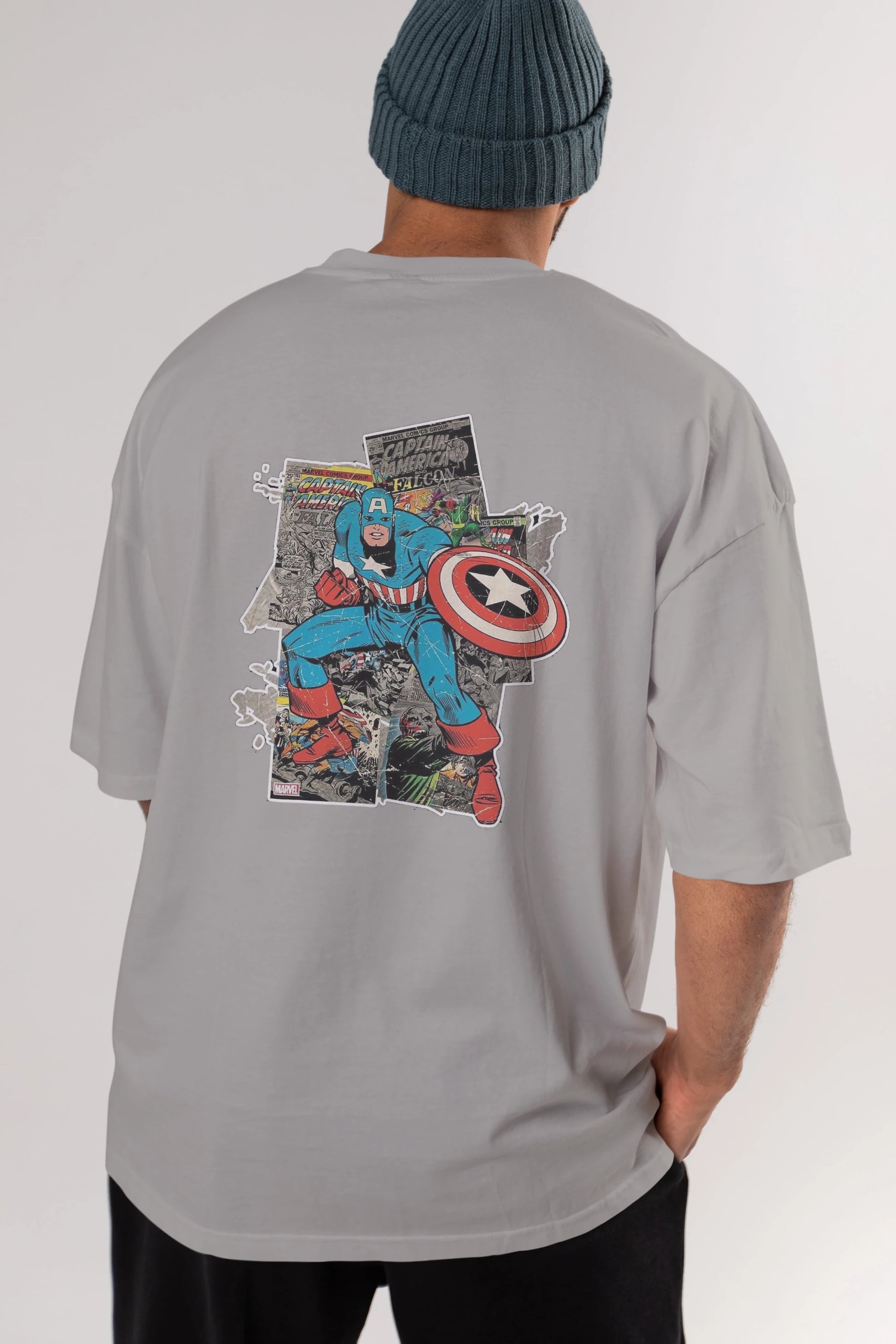Captain America (2) Arka Baskılı Oversize t-shirt Erkek Kadın Unisex %100 Pamuk Bisiklet Yaka tişort