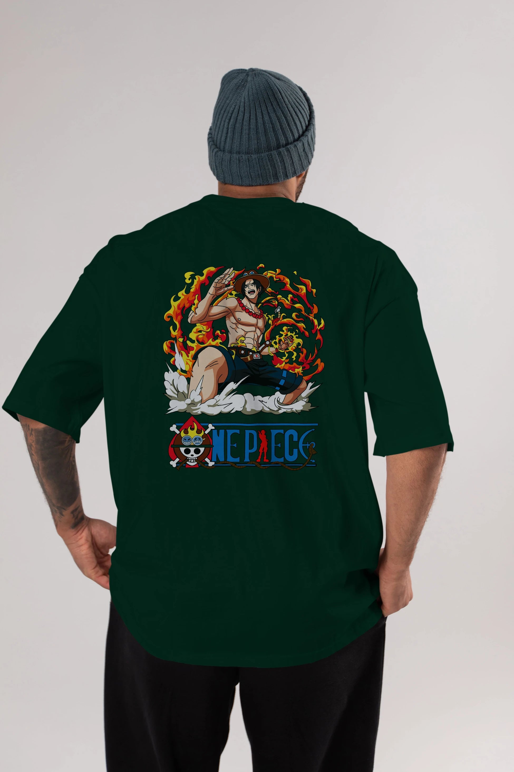 One Piece Anime Arka Baskılı Oversize t-shirt Erkek Kadın Unisex %100 pamuk tişort