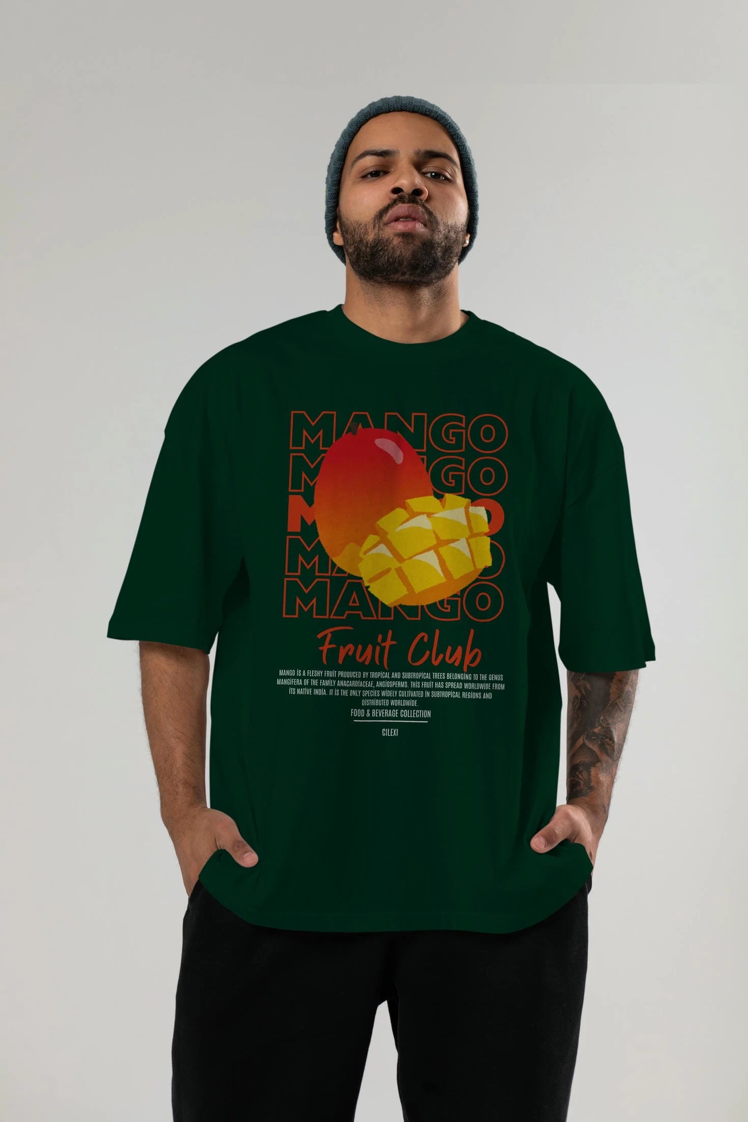 Mango Ön Baskılı Oversize t-shirt Erkek Kadın Pamuk Bisiklet Yaka tişort