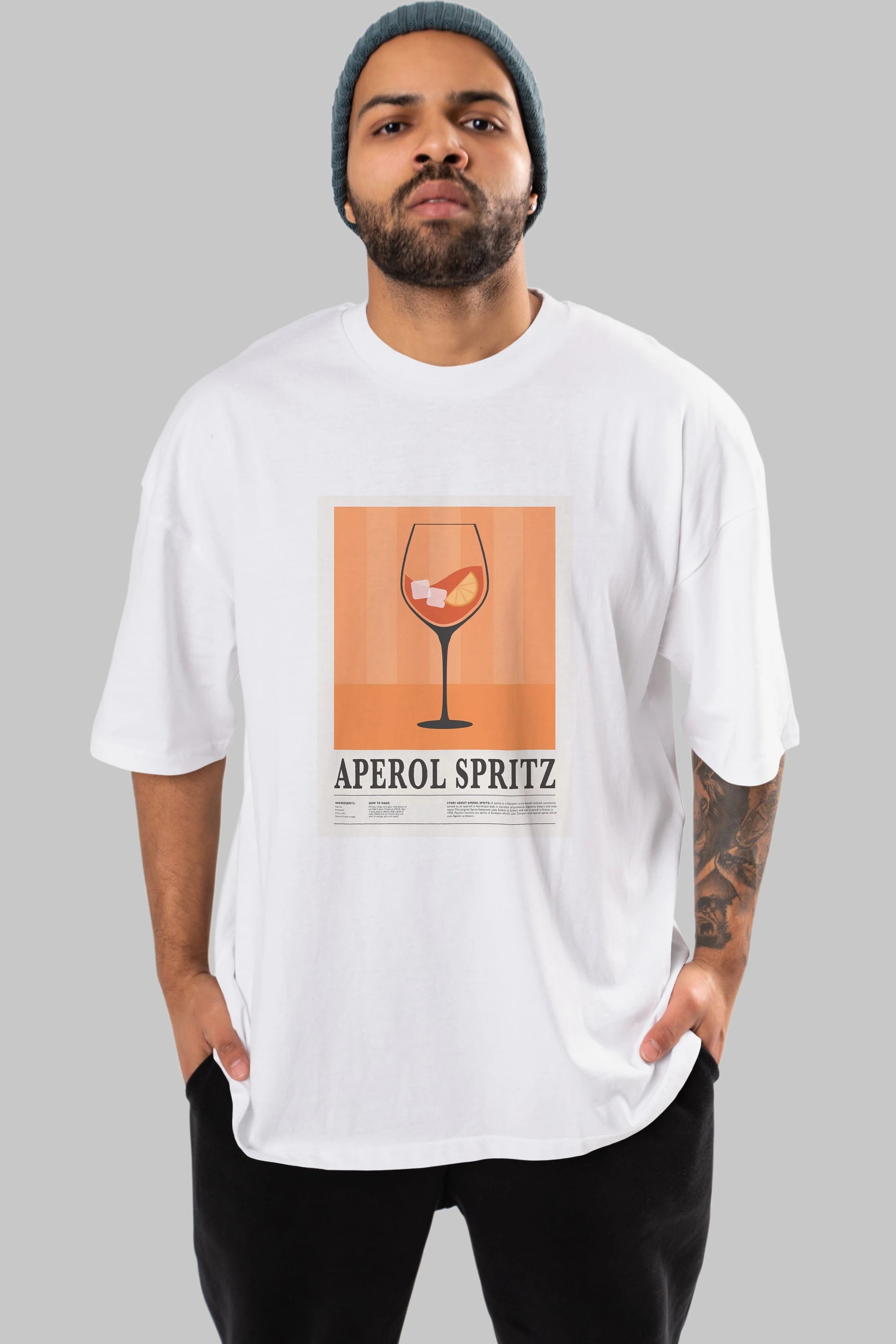 Aperol Spritz 8 Ön Baskılı Oversize t-shirt Erkek Kadın Unisex %100 Pamuk Bisiklet Yaka tişort
