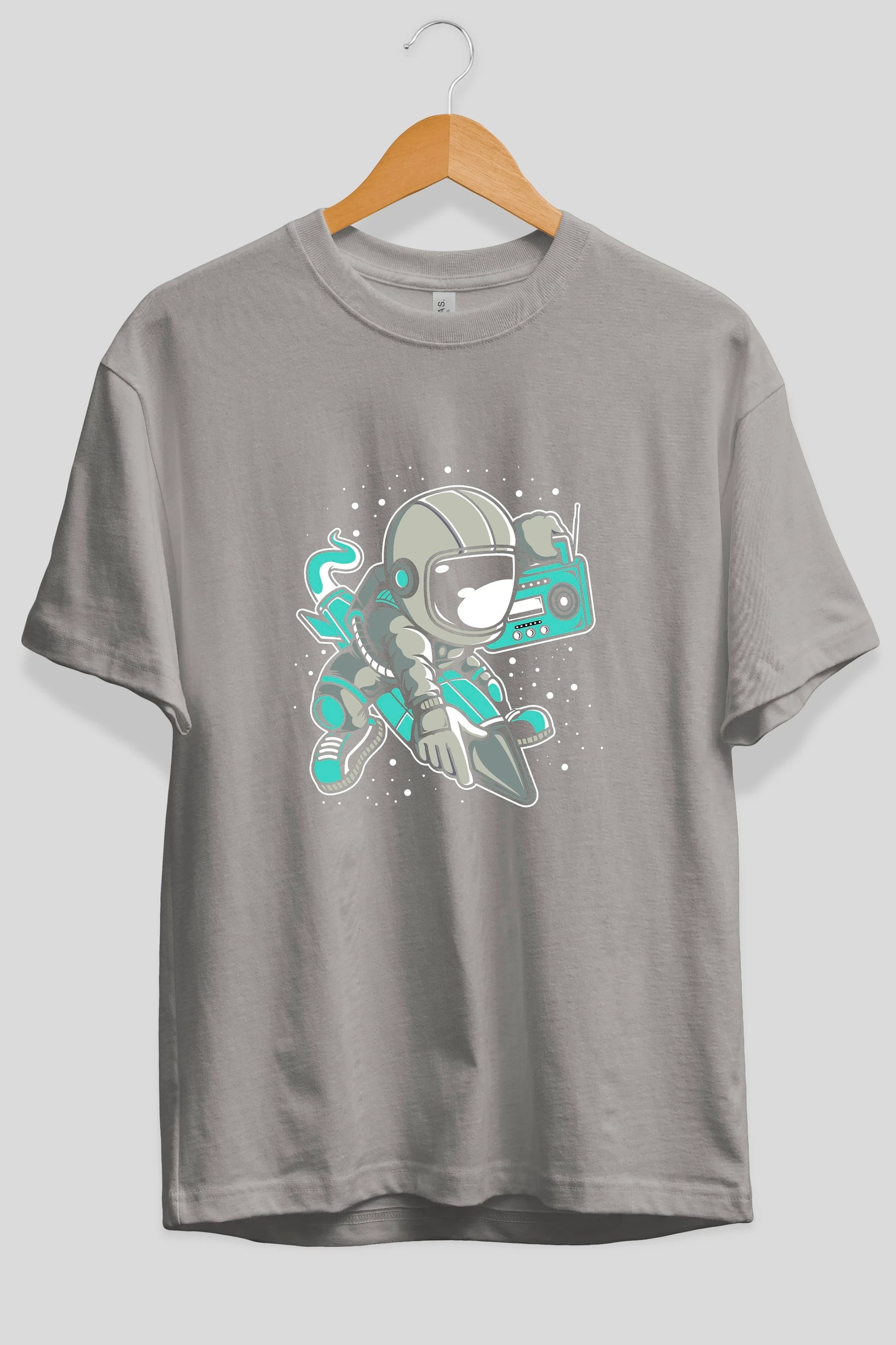 Astronaut Rocket (2) Ön Baskılı Oversize t-shirt Erkek Kadın Unisex