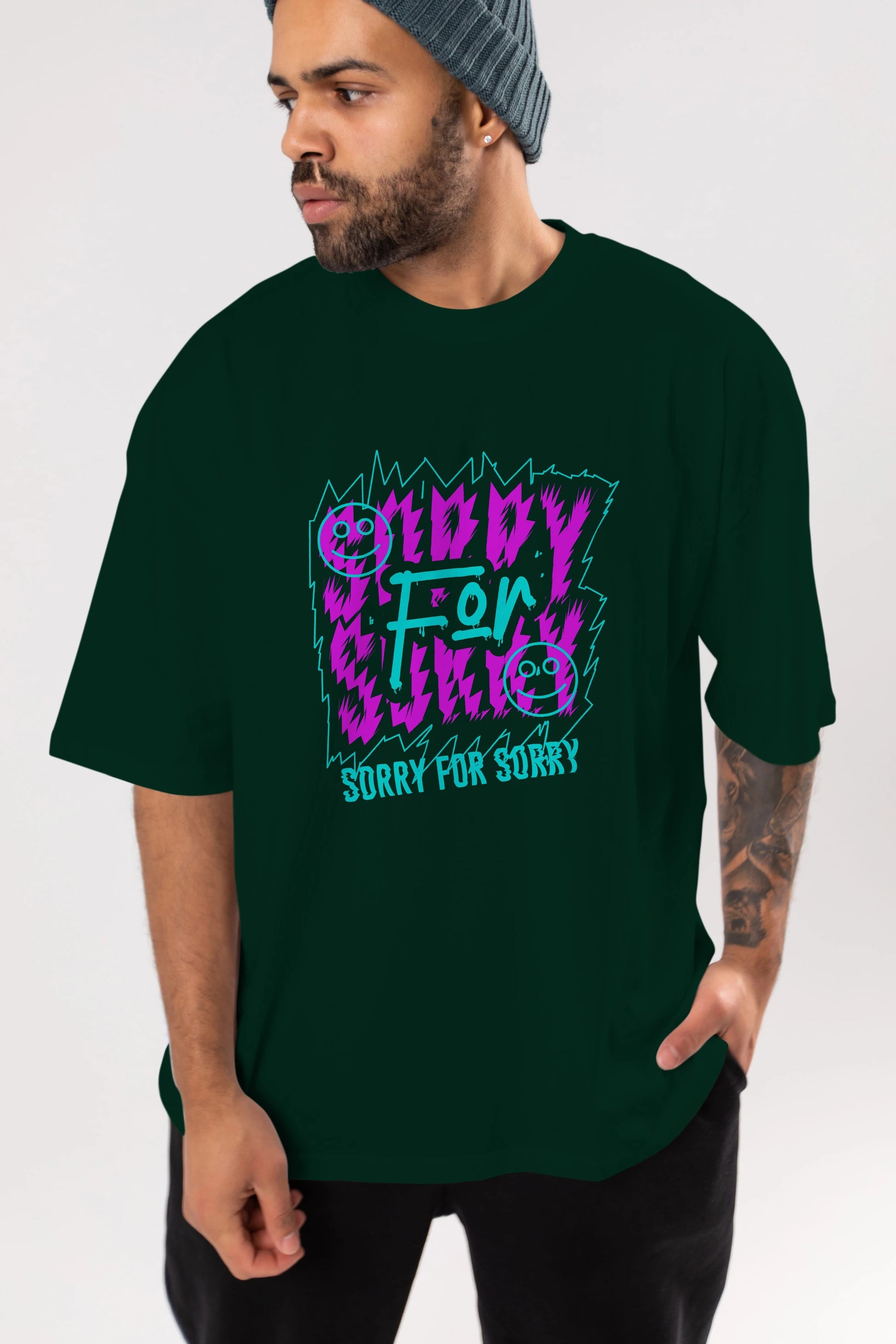 Sorry for Sorry Ön Baskılı Oversize t-shirt Erkek Kadın Unisex
