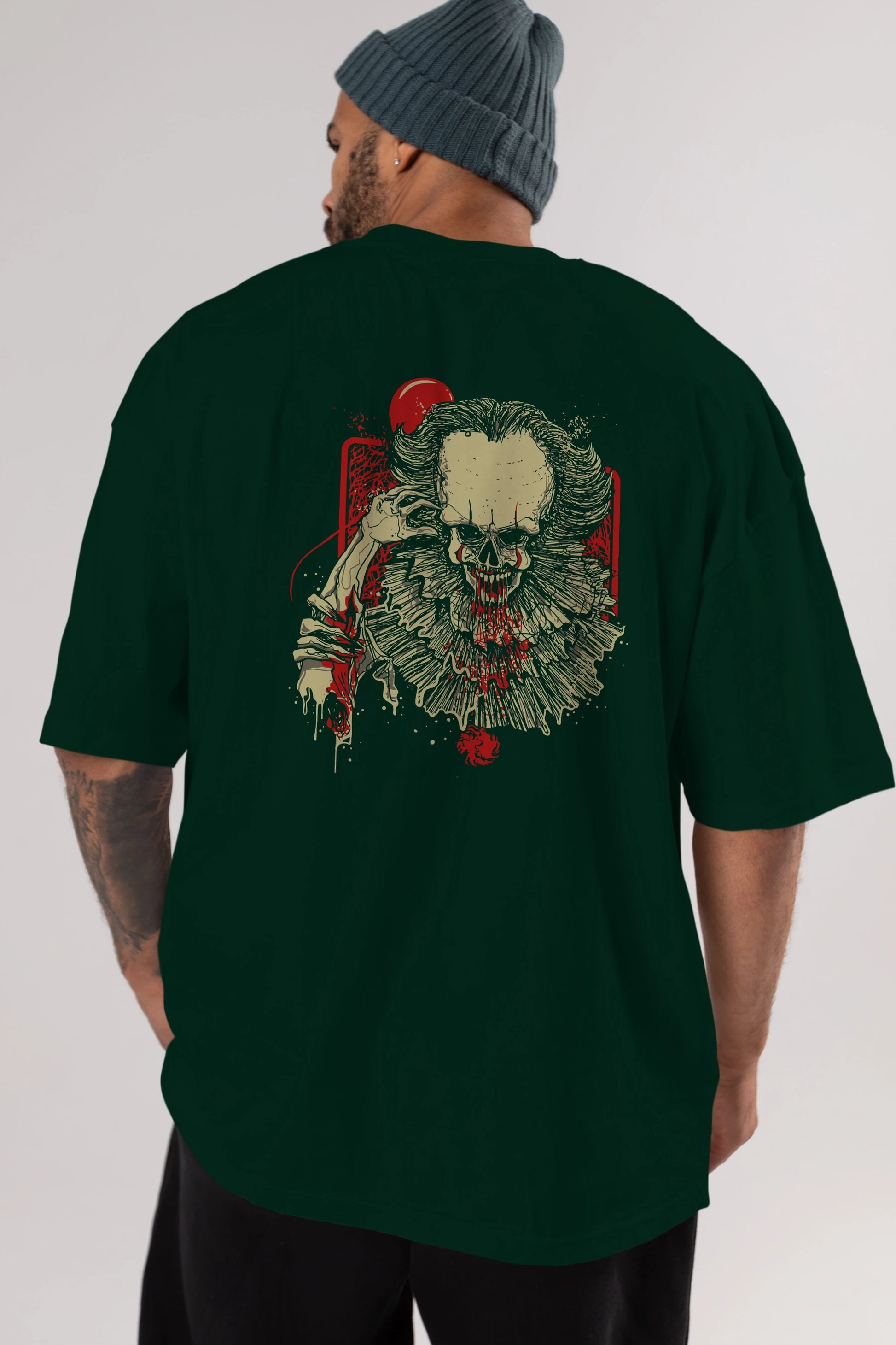 it (2) Arka Baskılı Oversize t-shirt Erkek Kadın Unisex %100 Pamuk Bisiklet Yaka tişort
