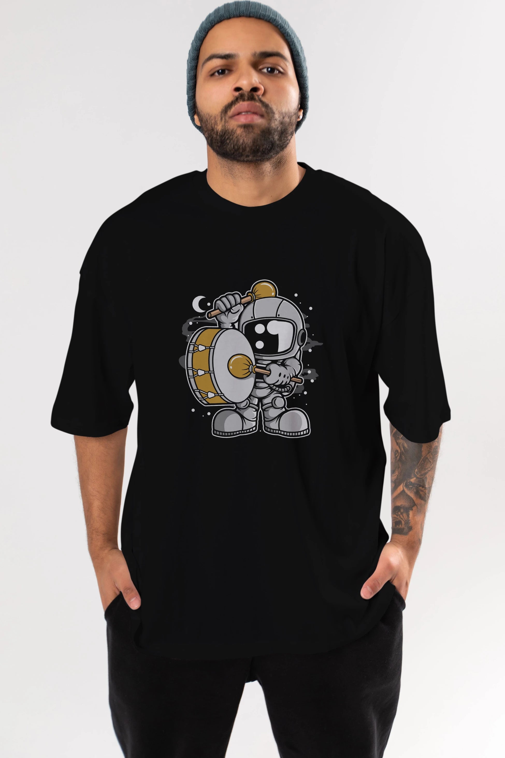 Astronaut Marching Band Ön Baskılı Oversize t-shirt Erkek Kadın Unisex