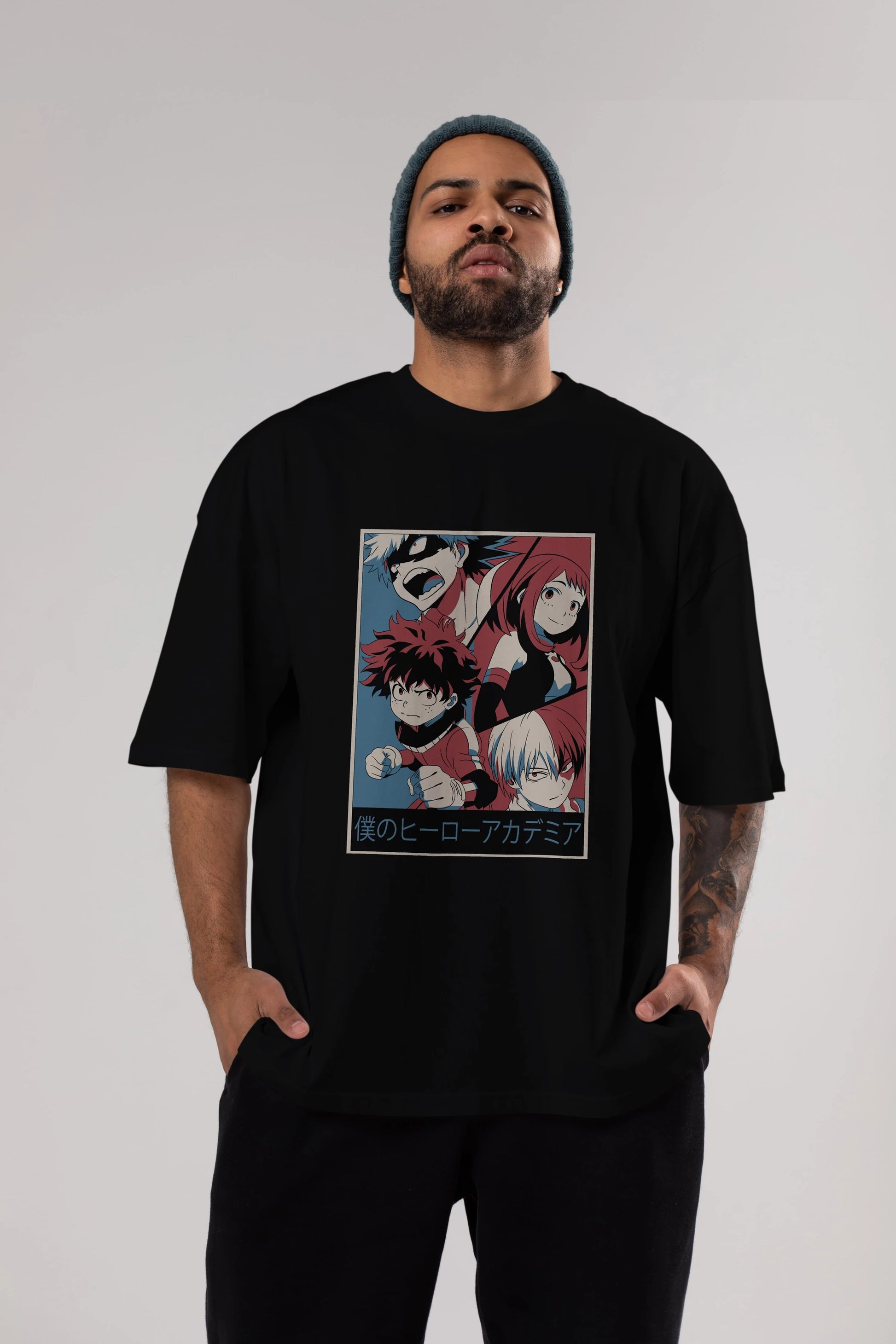 BokuNoHero Anime Ön Baskılı Oversize t-shirt %100 pamuk Erkek Kadın Unisex