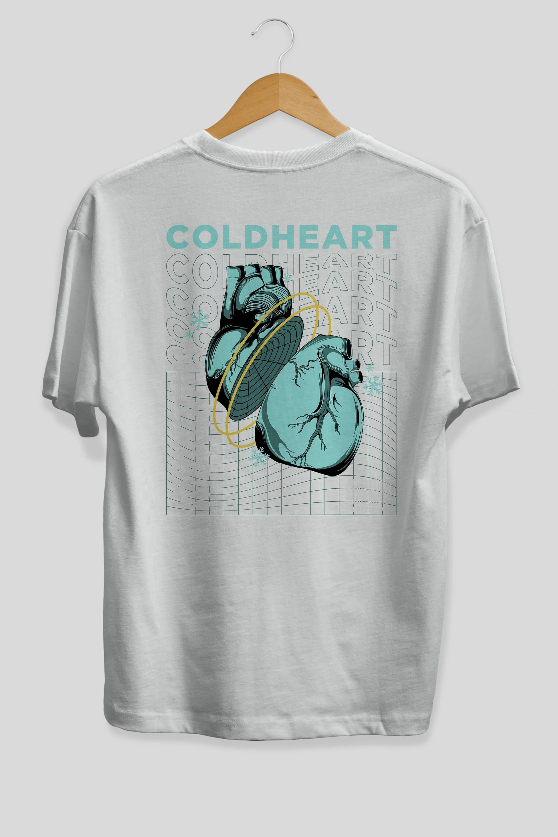 Cold Heart Arka Baskılı Oversize t-shirt Erkek Kadın Unisex