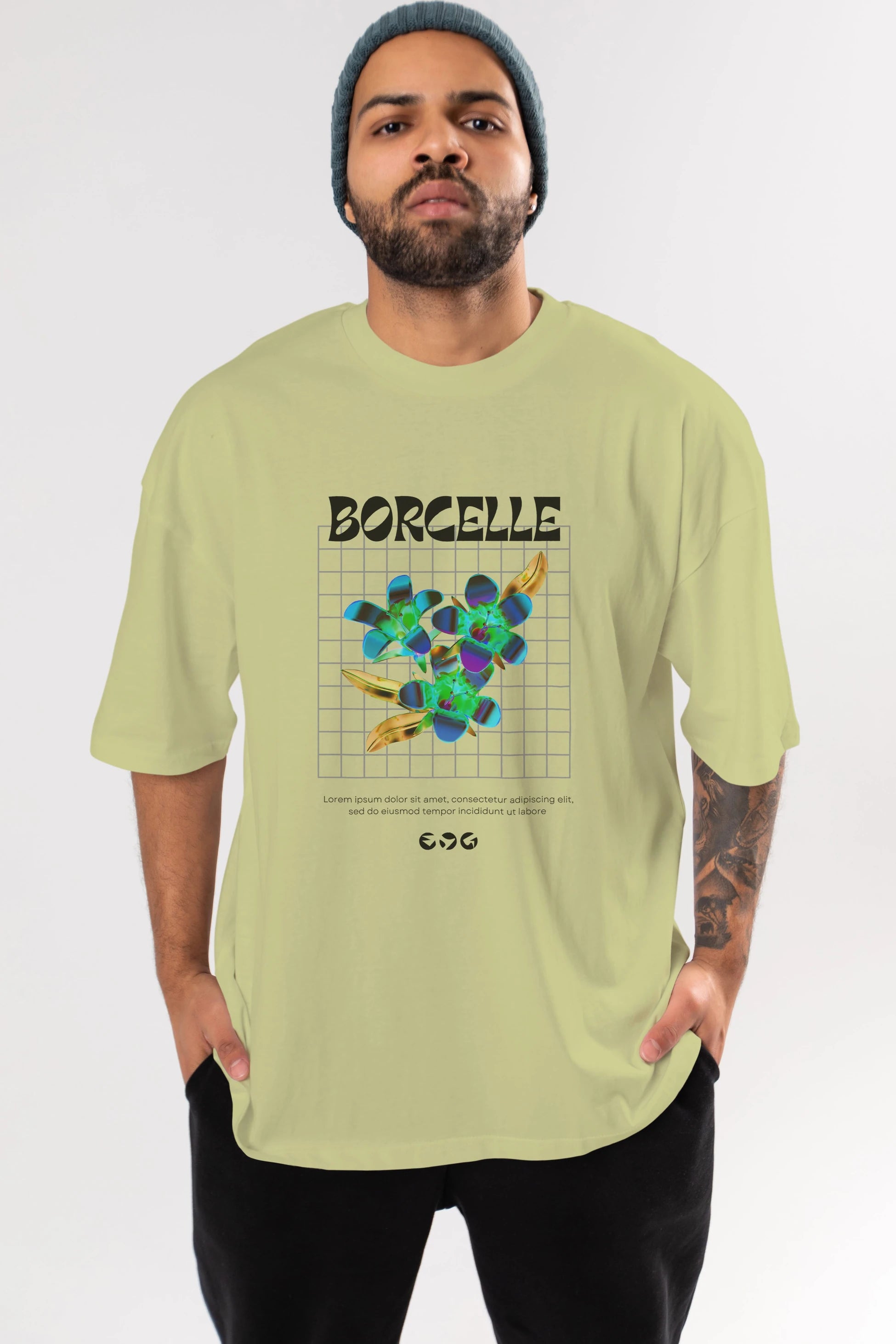Borcelle Streetwear Ön Baskılı Oversize t-shirt Erkek Kadın Unisex