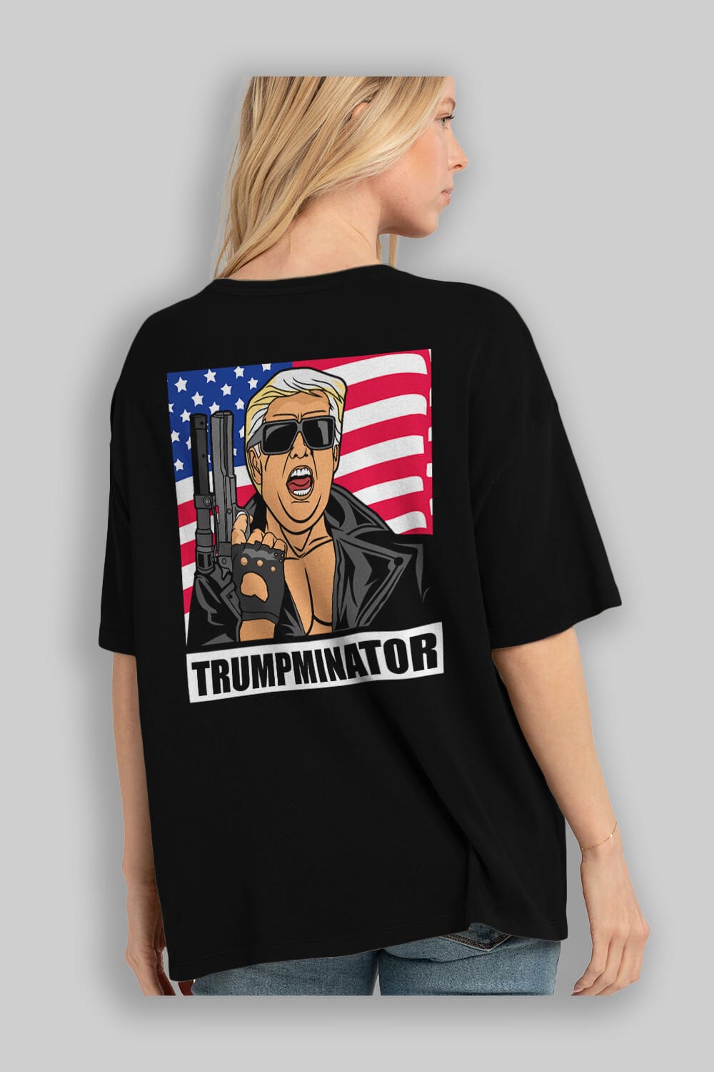Trumpminator Arka Baskılı Oversize t-shirt Erkek Kadın Unisex %100 Pamuk tişort