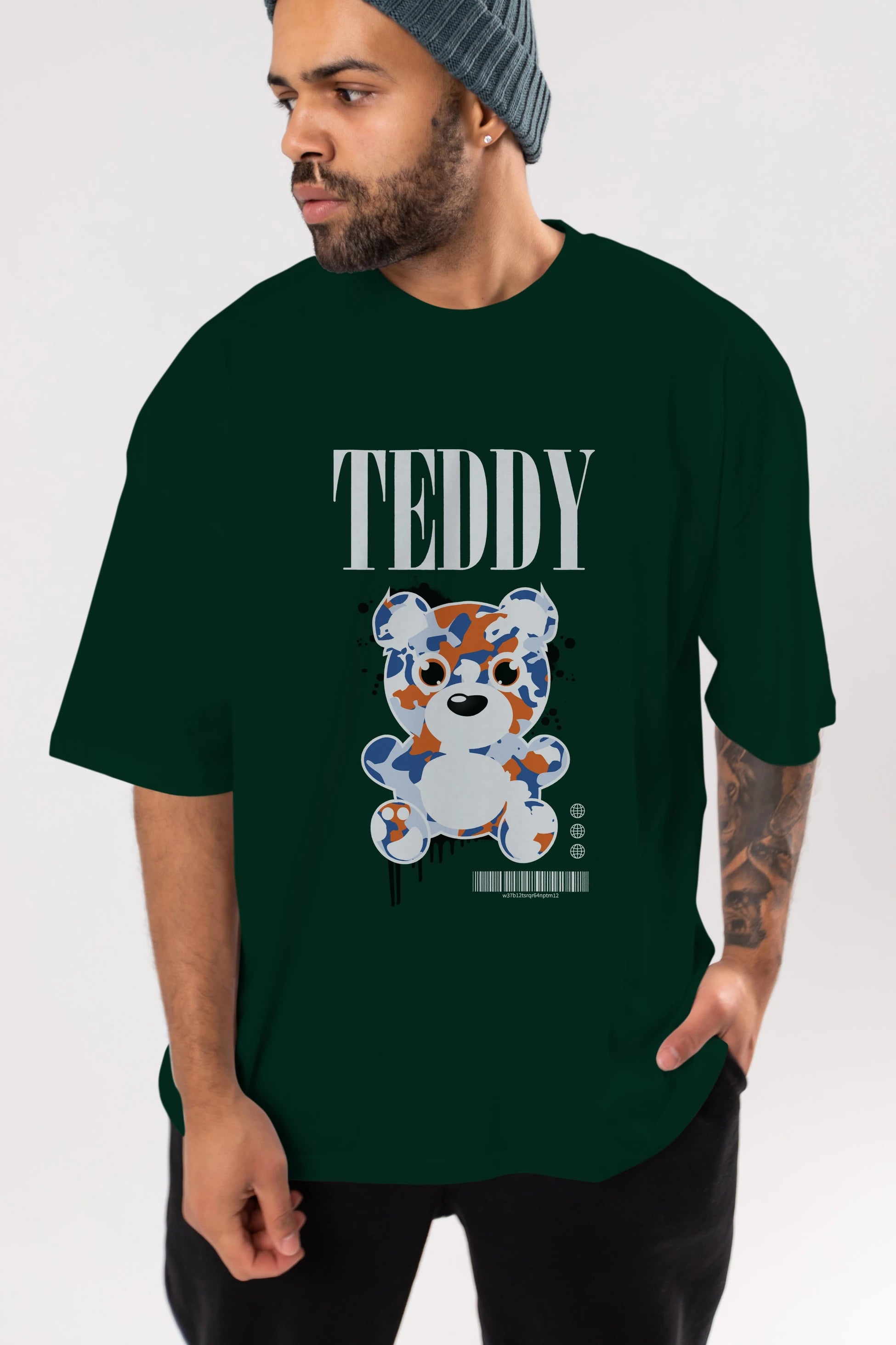 Teddy Bear Streetwear Ön Baskılı Oversize t-shirt Erkek Kadın Unisex