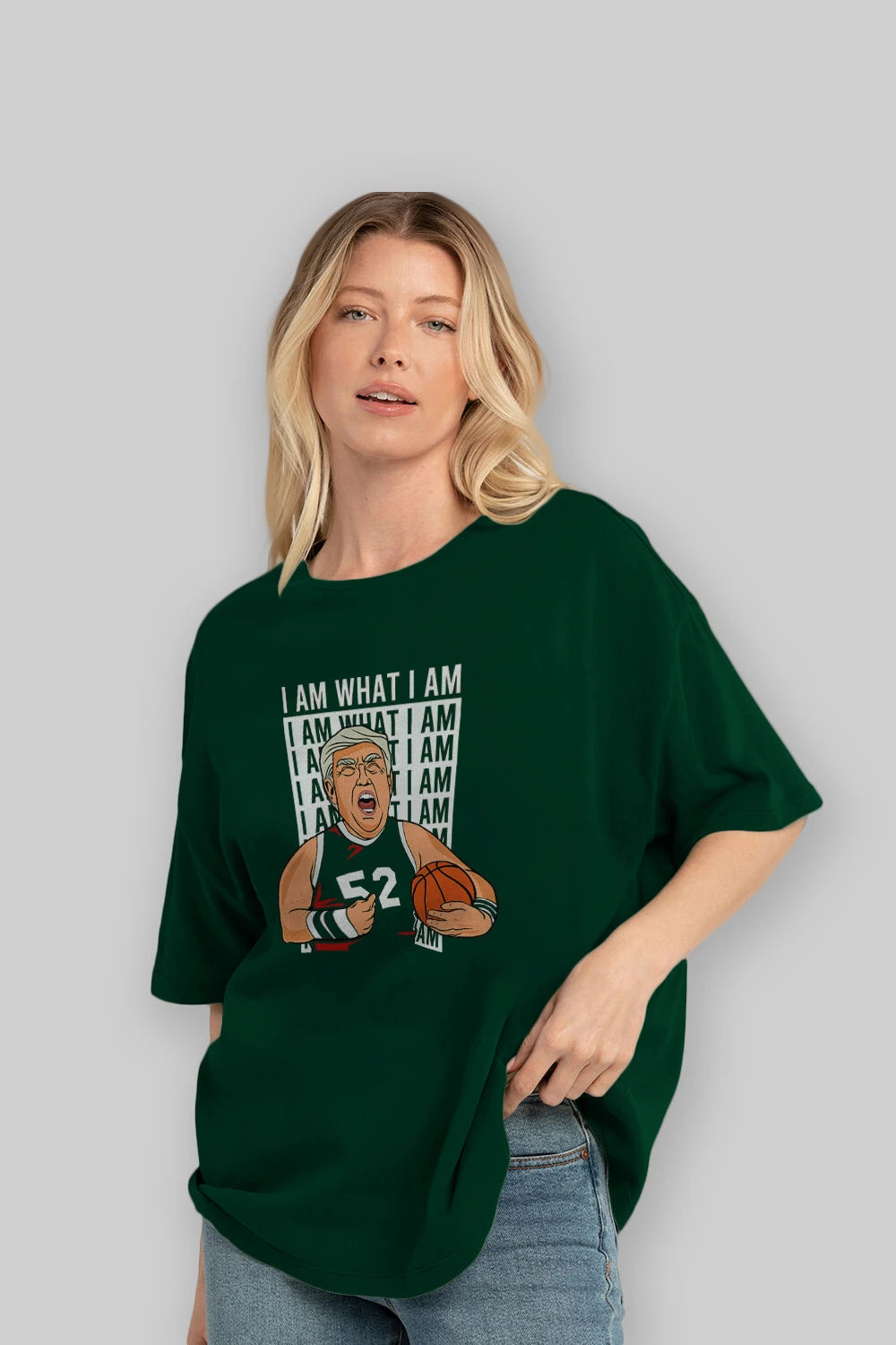 Trump Basketball Ön Baskılı Oversize t-shirt Erkek Kadın Unisex %100 Pamuk tişort