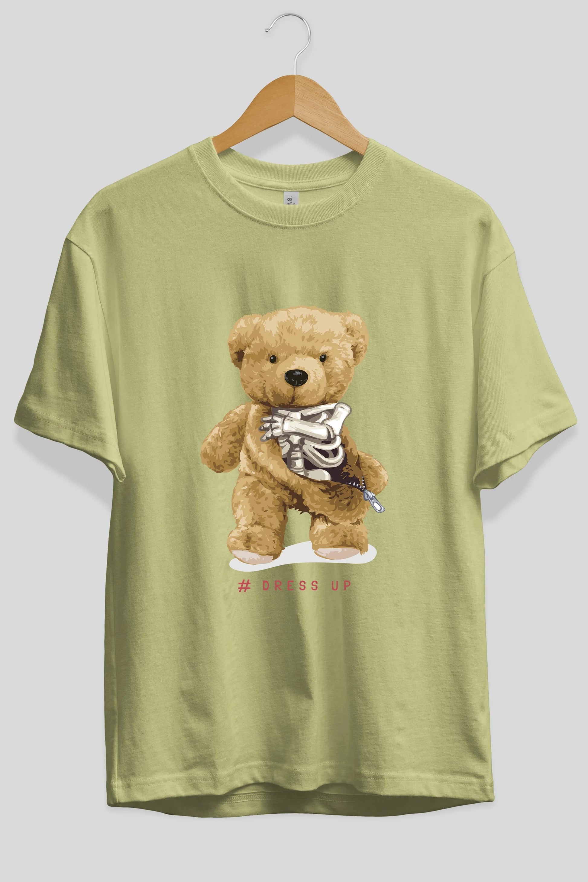 Teddy Bear Dress Up Ön Baskılı Oversize t-shirt Erkek Kadın Unisex %100 Pamuk