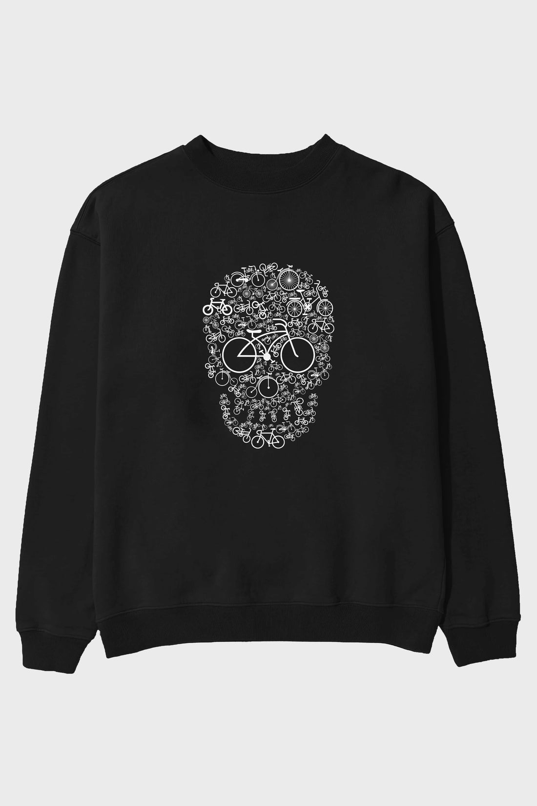 Bicycle Skull Ön Baskılı Oversize Sweatshirt Erkek Kadın Unisex
