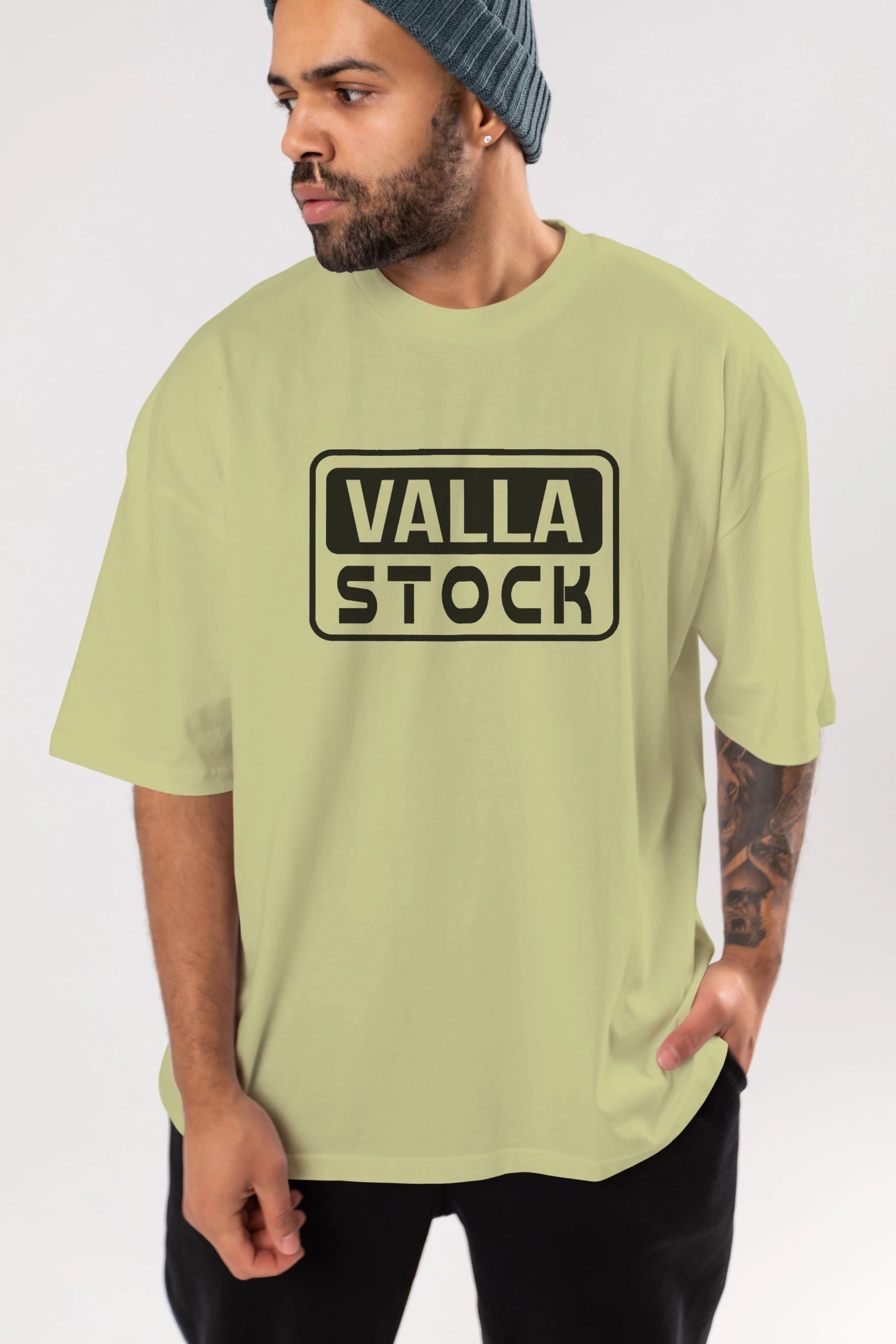 Valla Stock Ön Baskılı Oversize t-shirt %100 pamuk Erkek Kadın Unisex