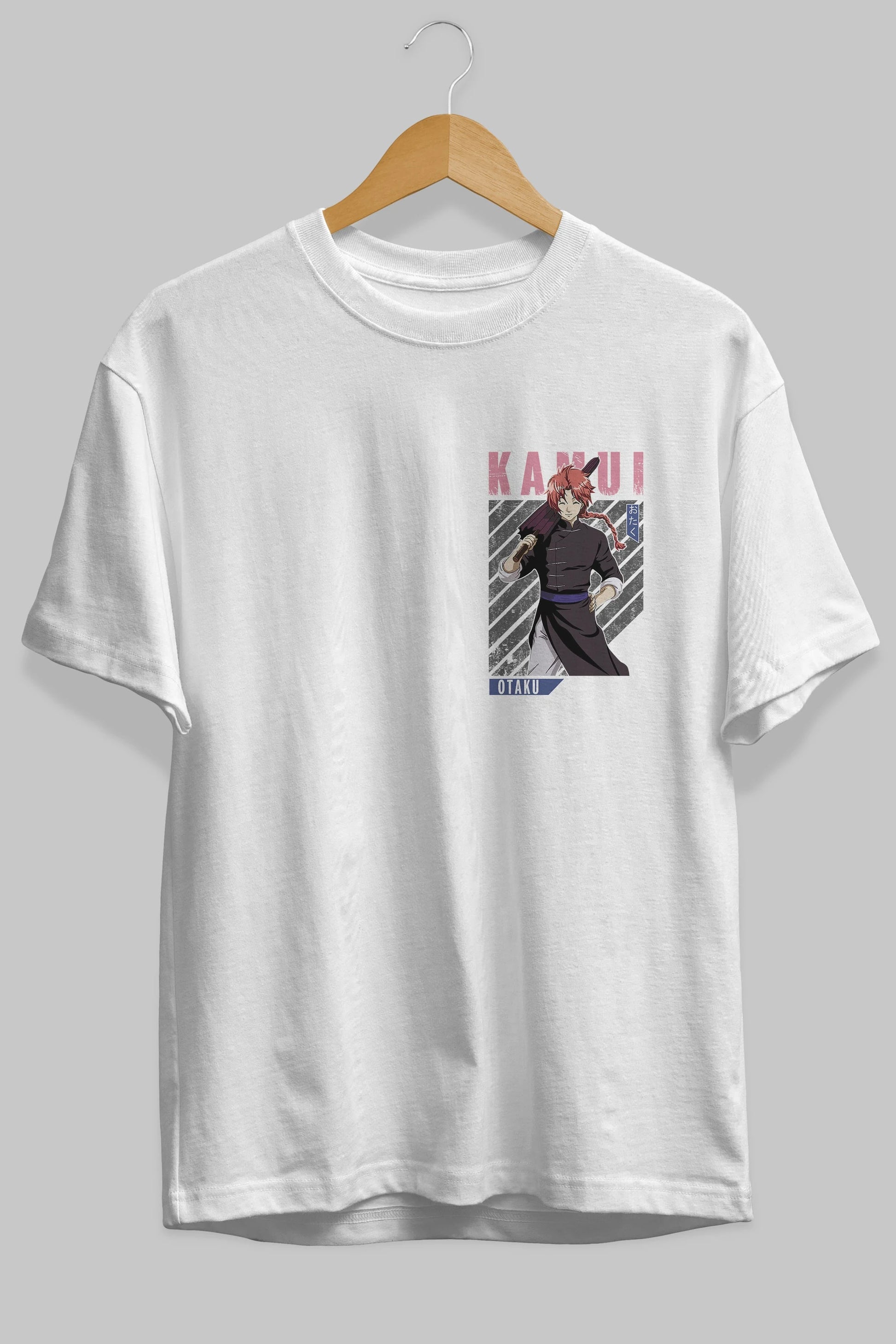 Kamui GINTAMA 1 Ön Sol Baskılı Oversize t-shirt Erkek Kadın Unisex %100 Pamuk Bisiklet Yaka tişort