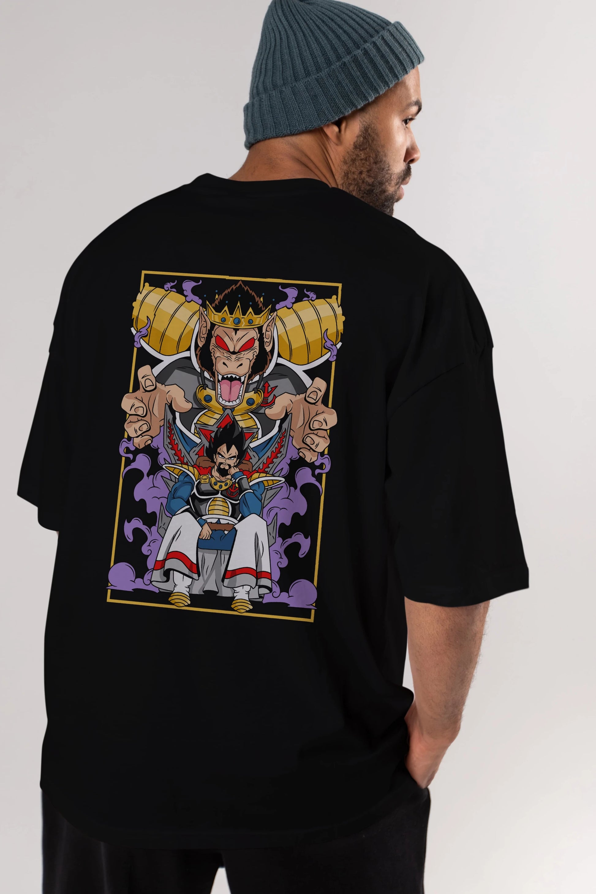 DragonBall ReyVegeta Anime Arka Baskılı Oversize t-shirt Erkek Kadın Unisex