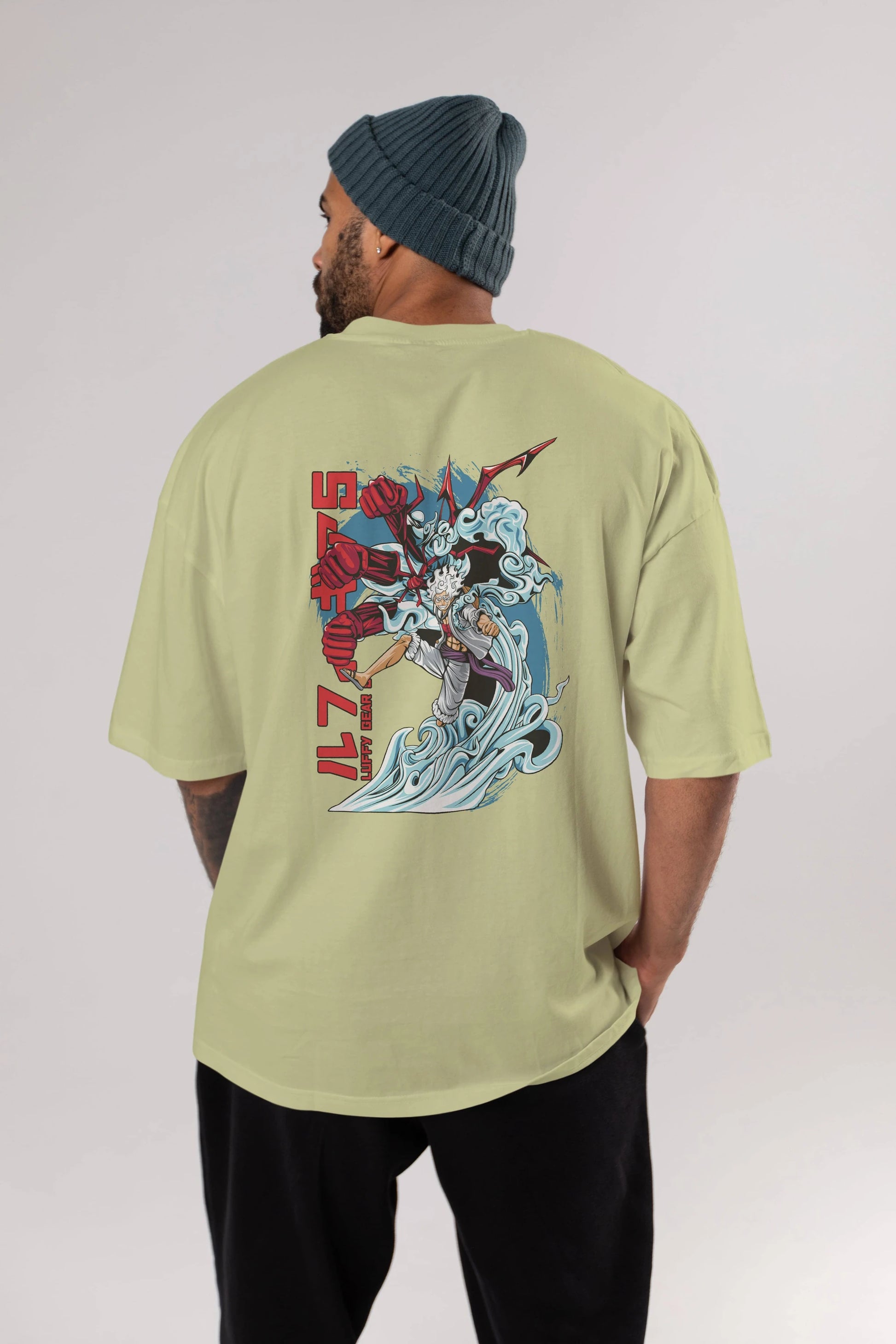 MONKEY D. LUFFY GEAR5 2 Anime Arka Baskılı Oversize t-shirt Erkek Kadın Unisex