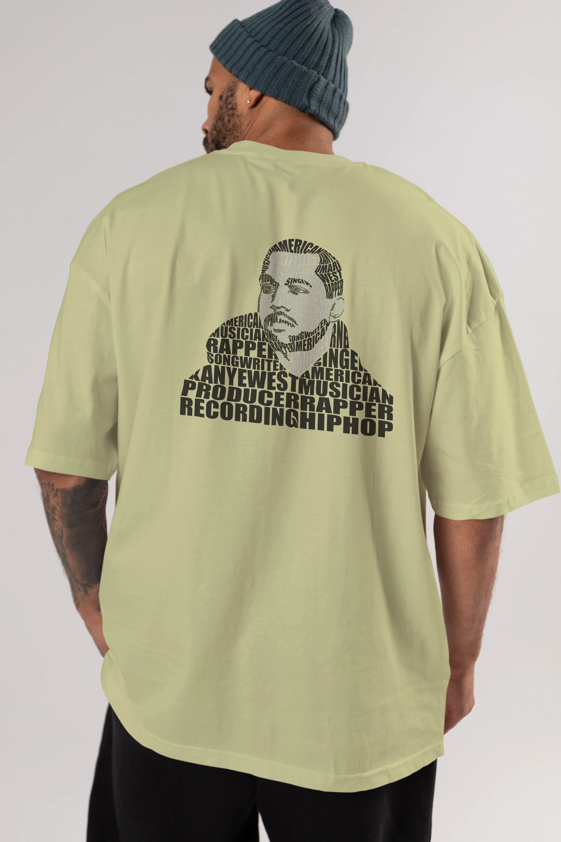 Kanye West Calligram Arka Baskılı Oversize t-shirt %100 pamuk Erkek Kadın Unisex