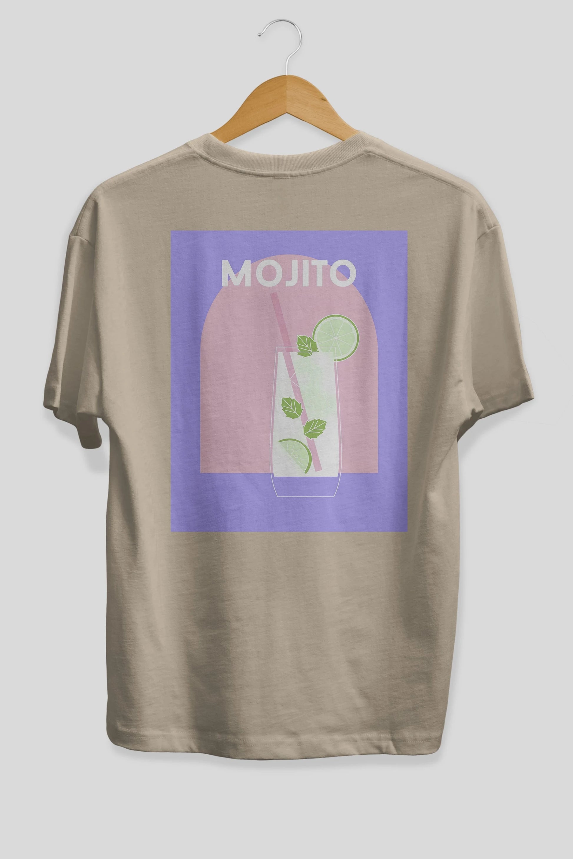 Mojito 2 Arka Baskılı Oversize t-shirt Erkek Kadın Unisex %100 Pamuk Bisiklet Yaka tişort