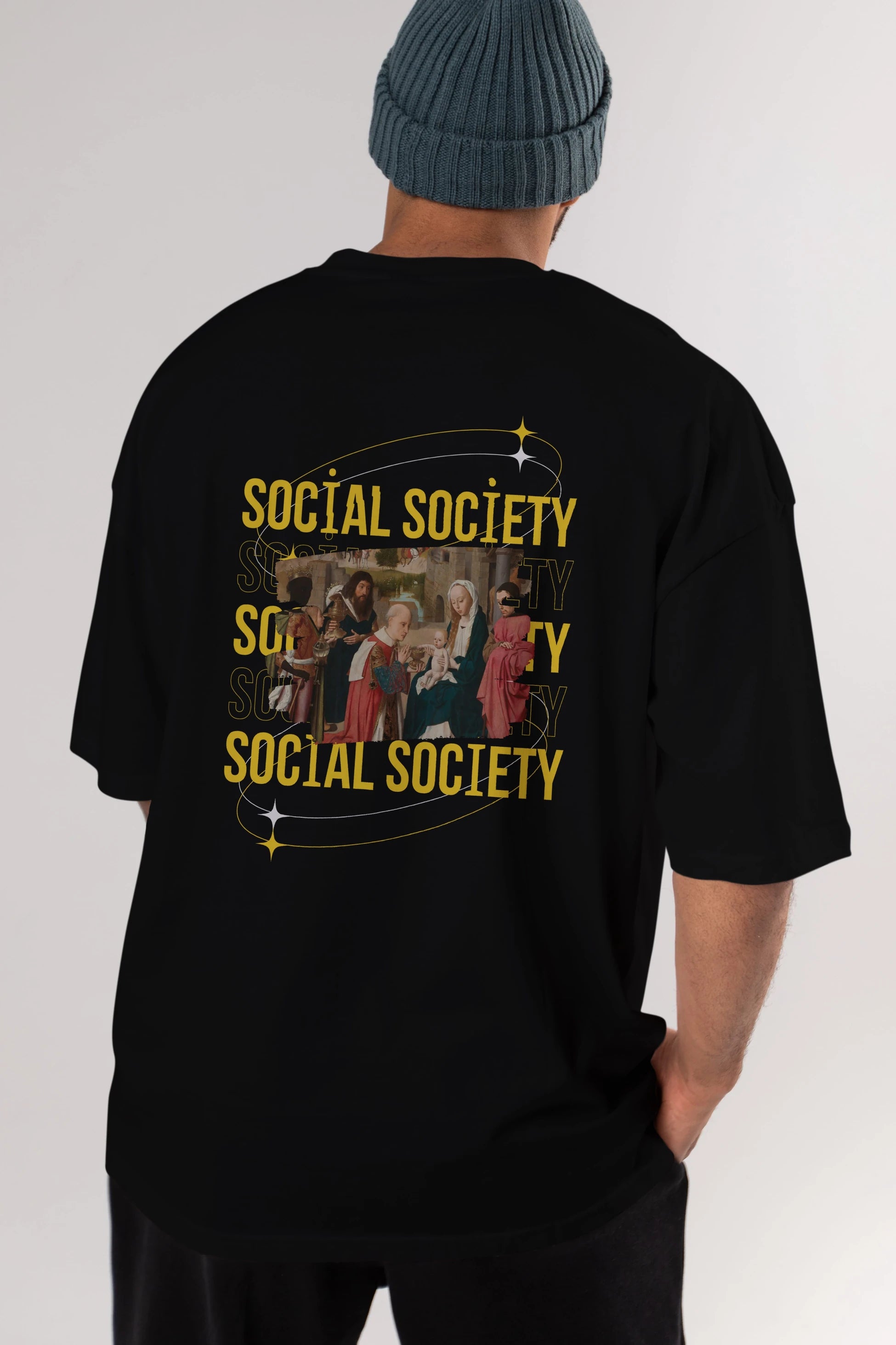 Social Society Yazılı Arka Baskılı Oversize t-shirt Erkek Kadın Unisex