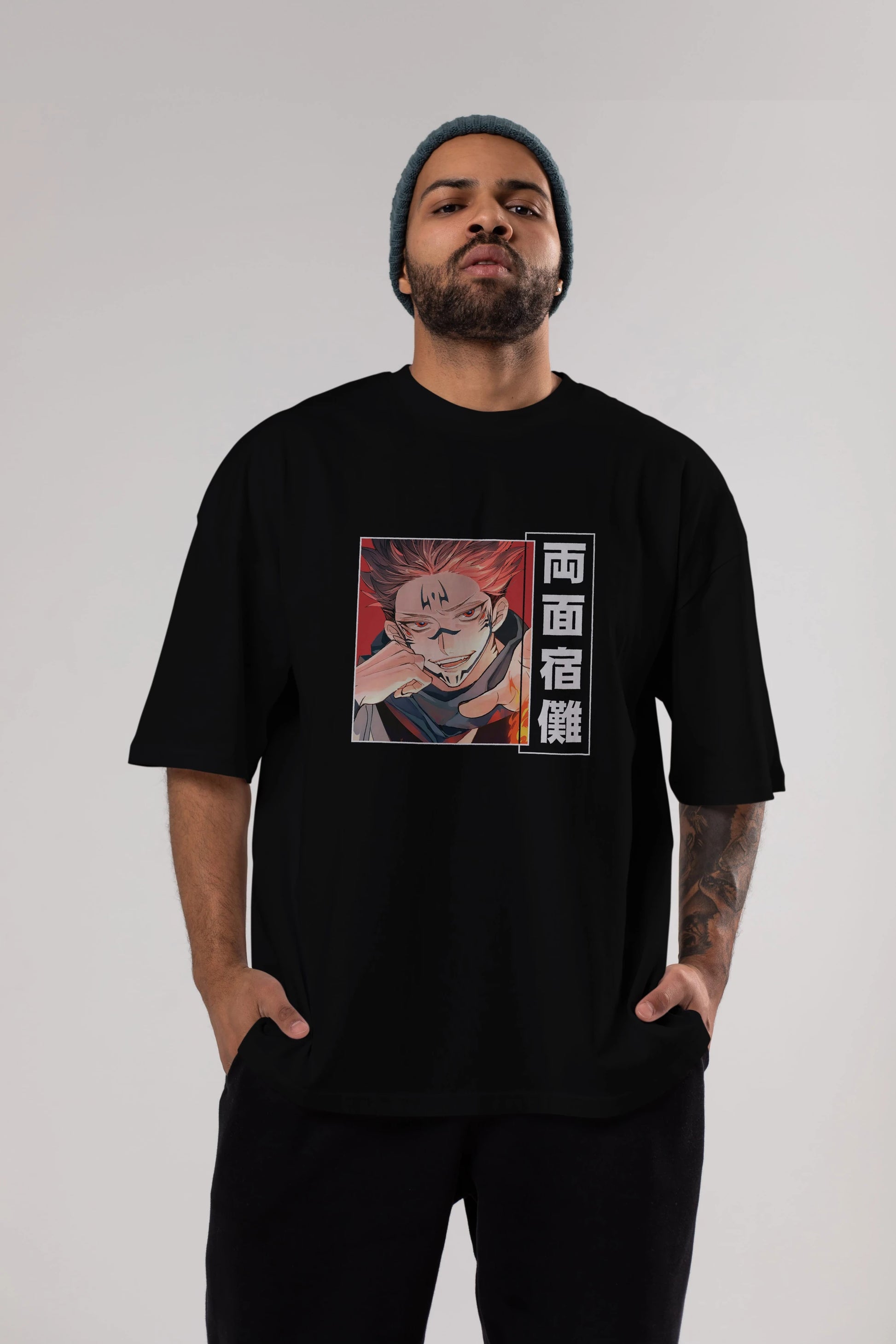 Sukuna Ryoumen 4 Anime Ön Baskılı Oversize t-shirt %100 pamuk Erkek Kadın Unisex