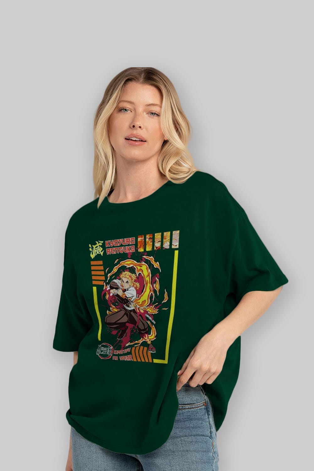 KYOJURO RENGOKU Anime Ön Baskılı Oversize t-shirt %100 pamuk Erkek Kadın Unisex